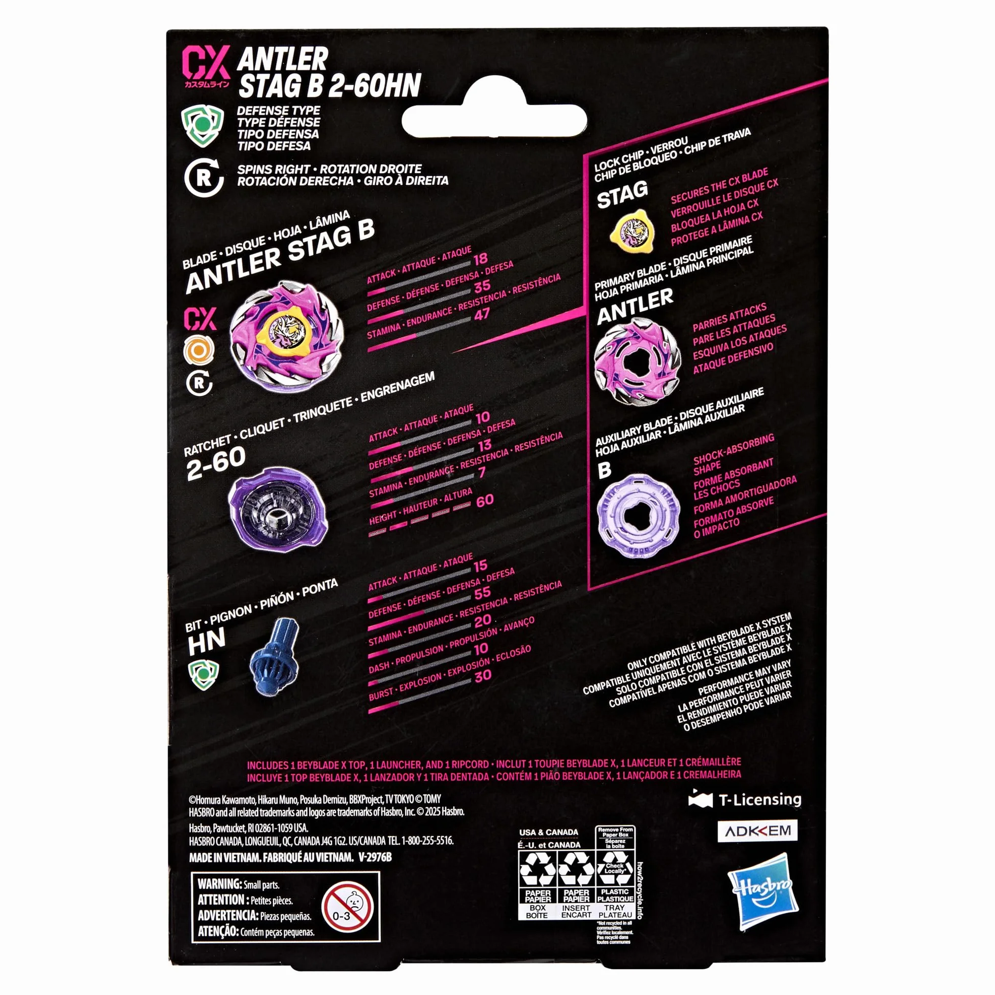 Beyblade X, Antler Stag B 2-60HN CX, Kit Inicial con Top y Lanzador