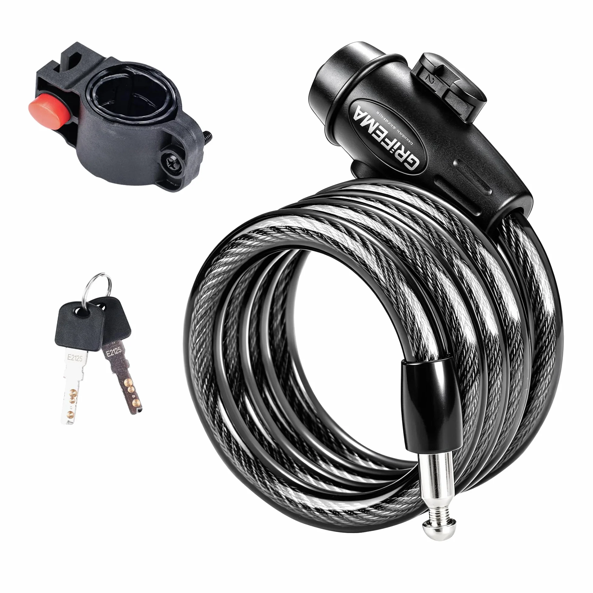 GRIFEMA GA1204-12 Candado de Bicicleta Antirrobo con Llave, Cable 120cm, Negro