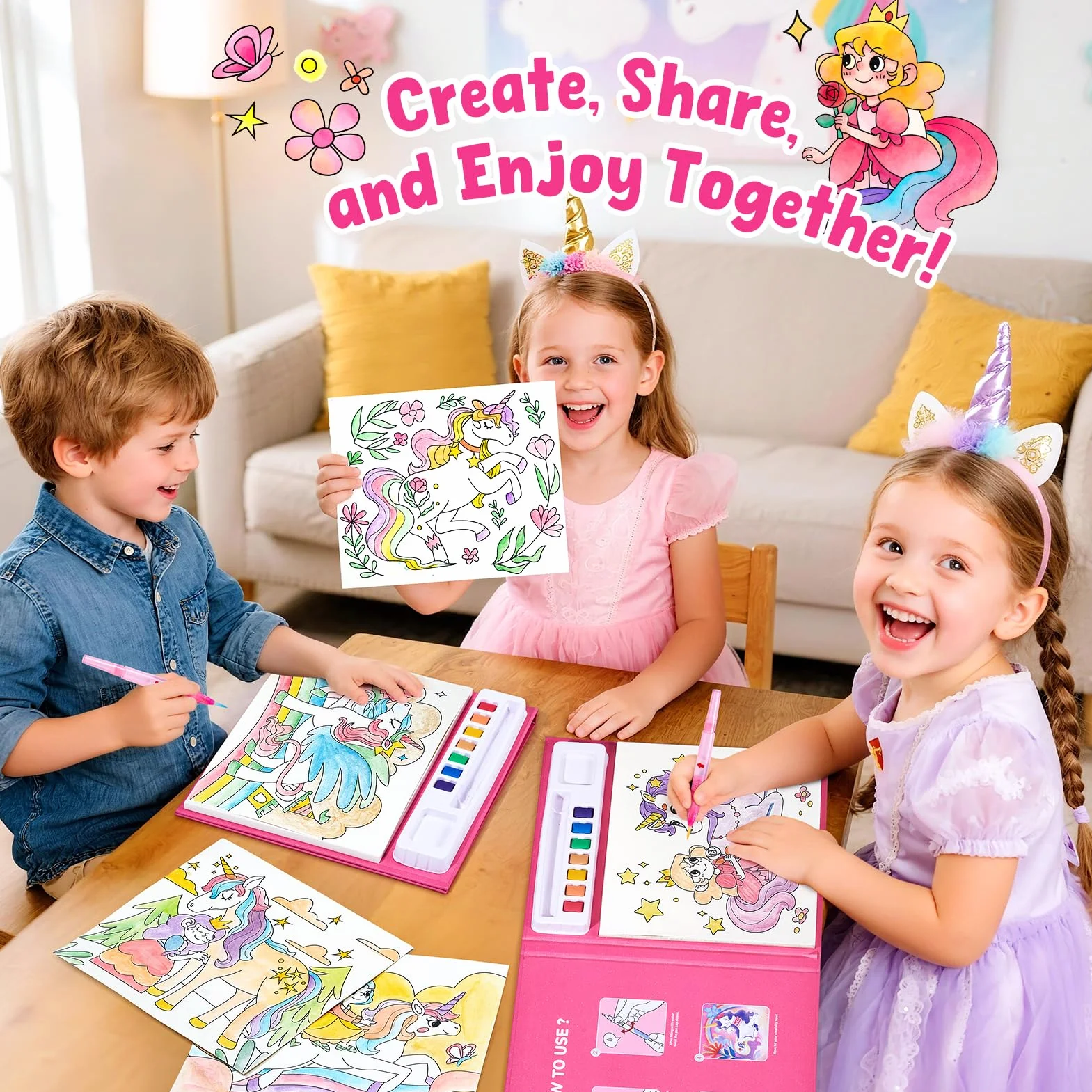 JoyCat Libro para colorear con acuarelas para niños pequeños a partir de 3-8 años, juego de acuarela para arte y manualidades, juguete educativo como regalo de cumpleaños para niños y niñas
