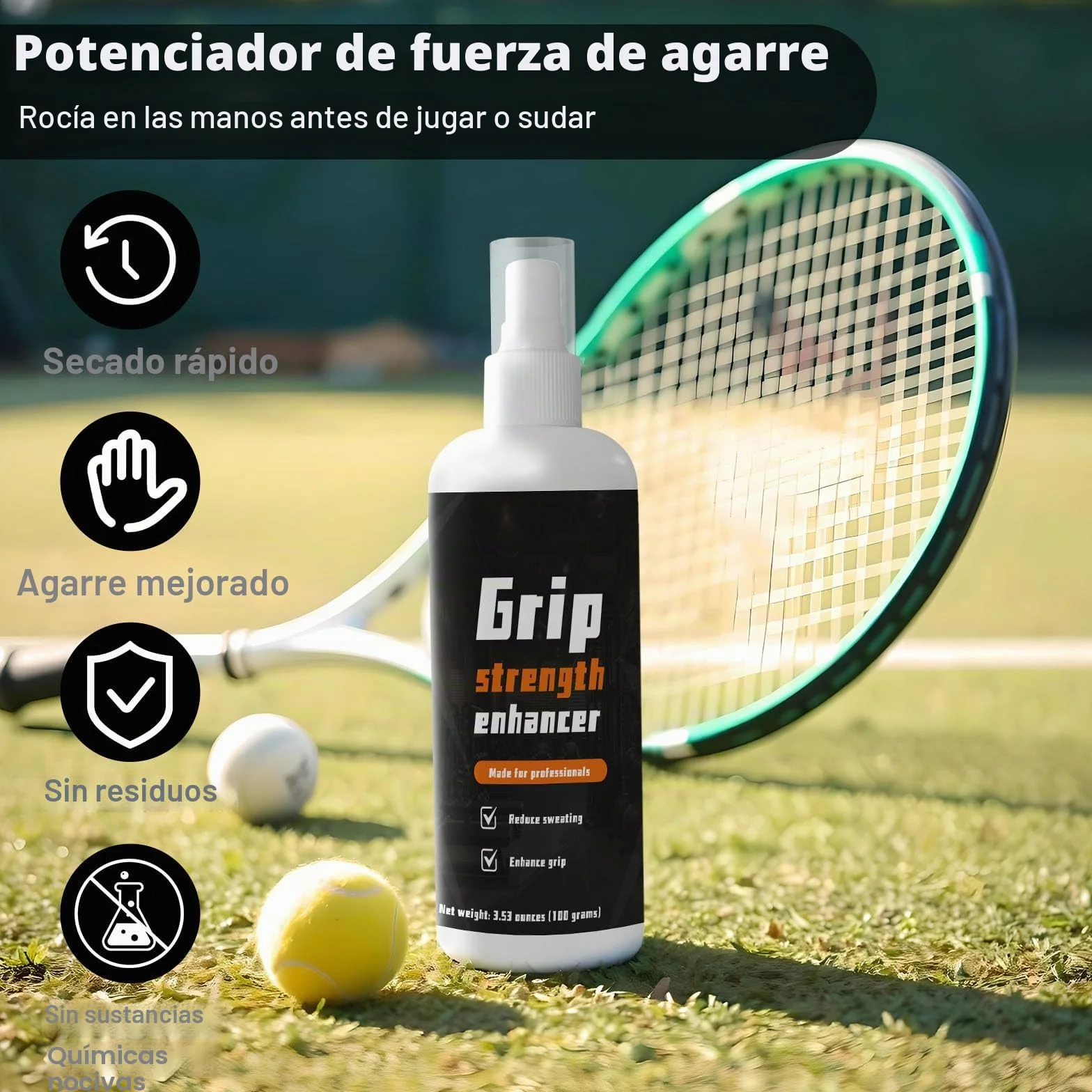 Grip Spray 100 ml Fortalecedor de Agarre Transparente Secado Rápido para Deportistas