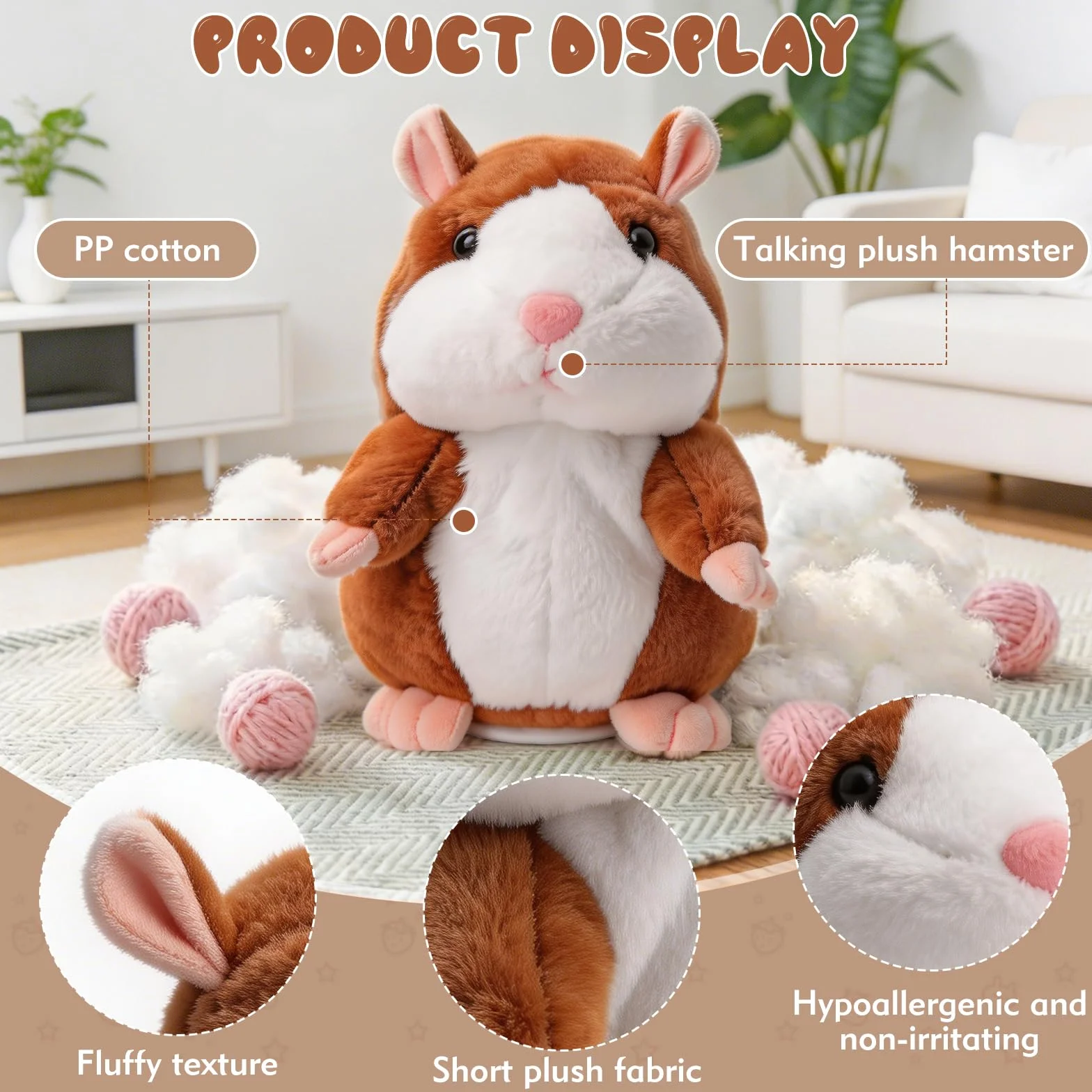 TaimeiMao Hámster Parlante,Hámster Hablando,Hamster Juguete Parlante,hámster Parlante de Peluche,hámsters Interactivo,Interactivo Juguetes de Felpa, Cumpleaños
