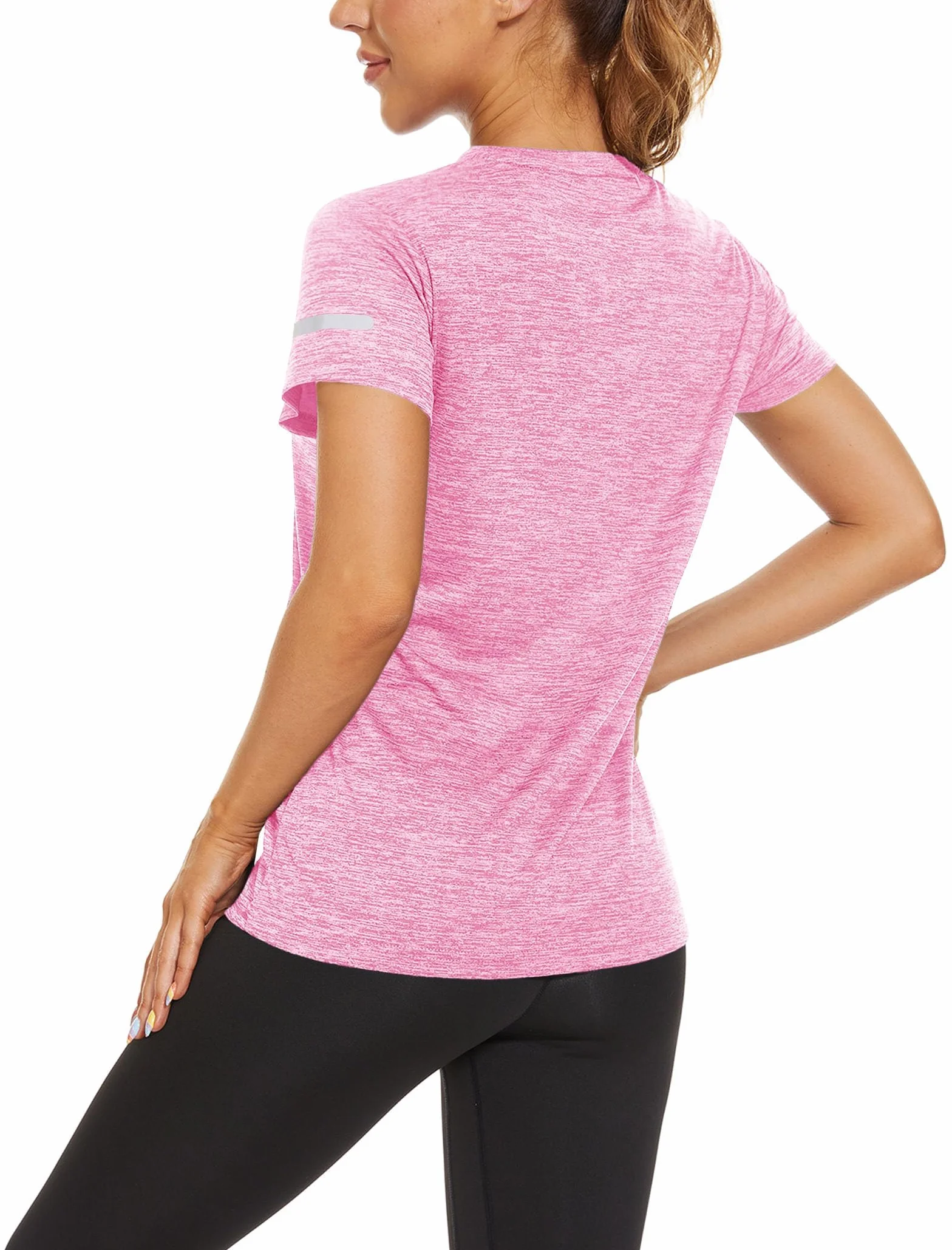 KEFITEVD Camiseta de Running Mujer Senderismo Yoga Poliéster Cuello Redondo