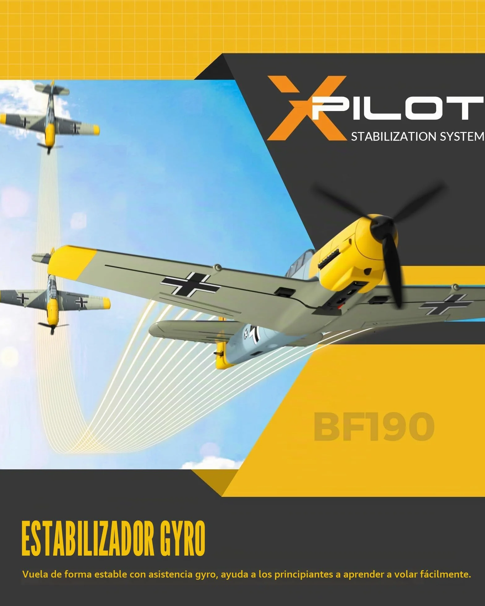 volantexrc Avión RC, Avión de Combate BF109 V2 con Radio Control de 4 Canales RTF, con Alerones, Giroscopio, Acrobacias y 3 Modos para Vuelo Fácil, Aeronave para Hobby para Principiantes y Adultos