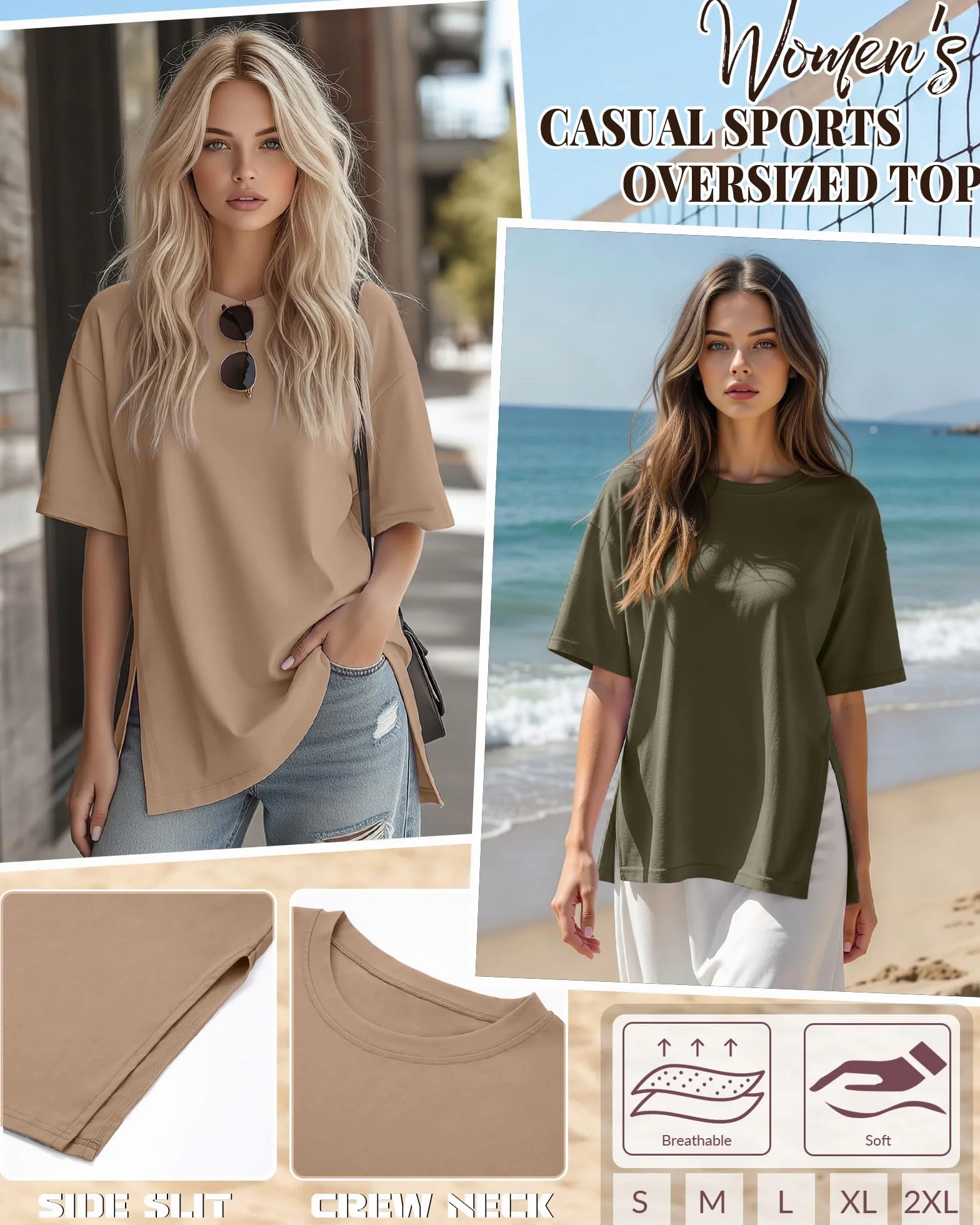 Geyoga Camisetas Deportivas Mujer Manga Corta Cuello Redondo Corte Holgado Paquete 3