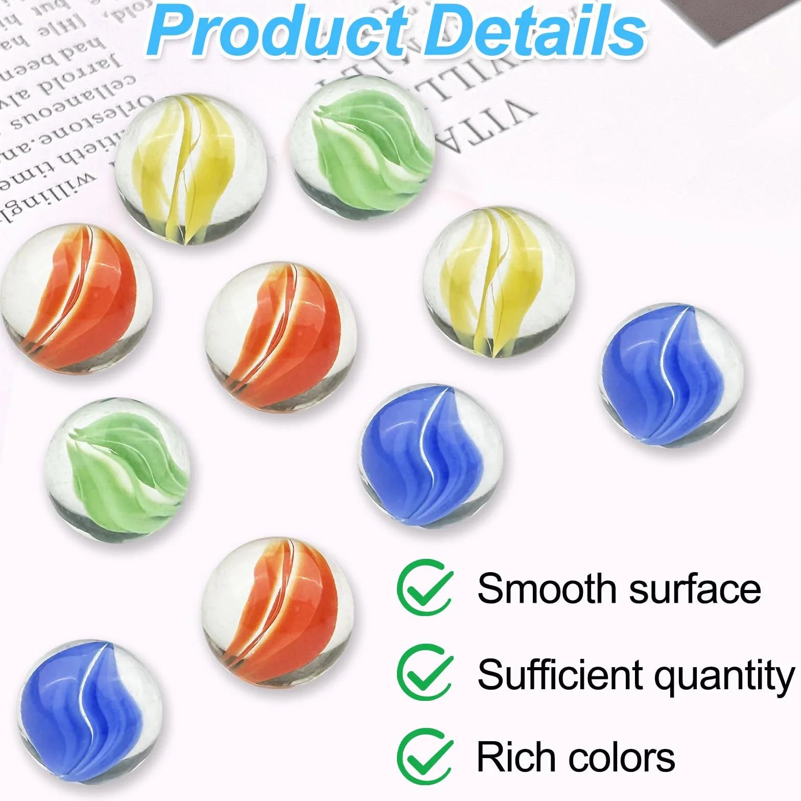 Set de 150 Canicas de Cristal, Grandes para Juguete, Juego, Pescado y Decoración de Plantas - Diámetro 16 mm