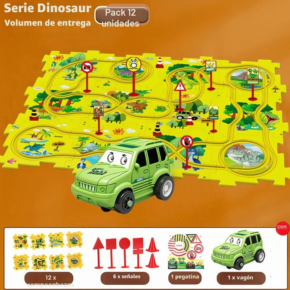 Circuito de carreras con coche, rompecabezas de juguete para niños, regalo a partir de 2, 3, 4, 5, 6 años, 25 piezas