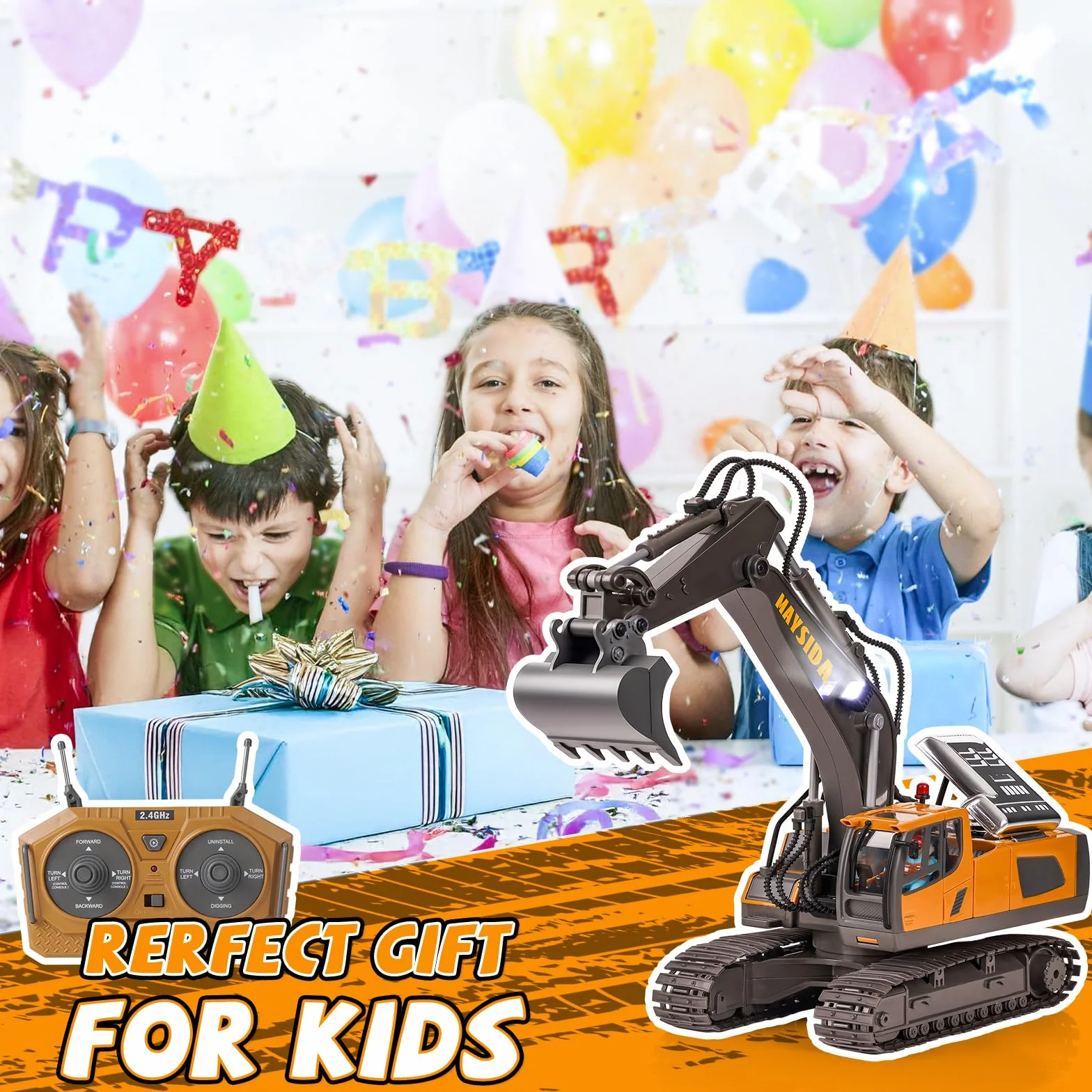 Excavadora Teledirigido Niños 6-12 Años, Excavadora Juguete Teledirigido 11 CH Recargable con Pala de Metal, Sonido y Luz, Juguetes Niños 3 4 5 6 7 Años Juguetes Regalo Niño 4 5 6 7 8 9 Años (2,4 GHz)