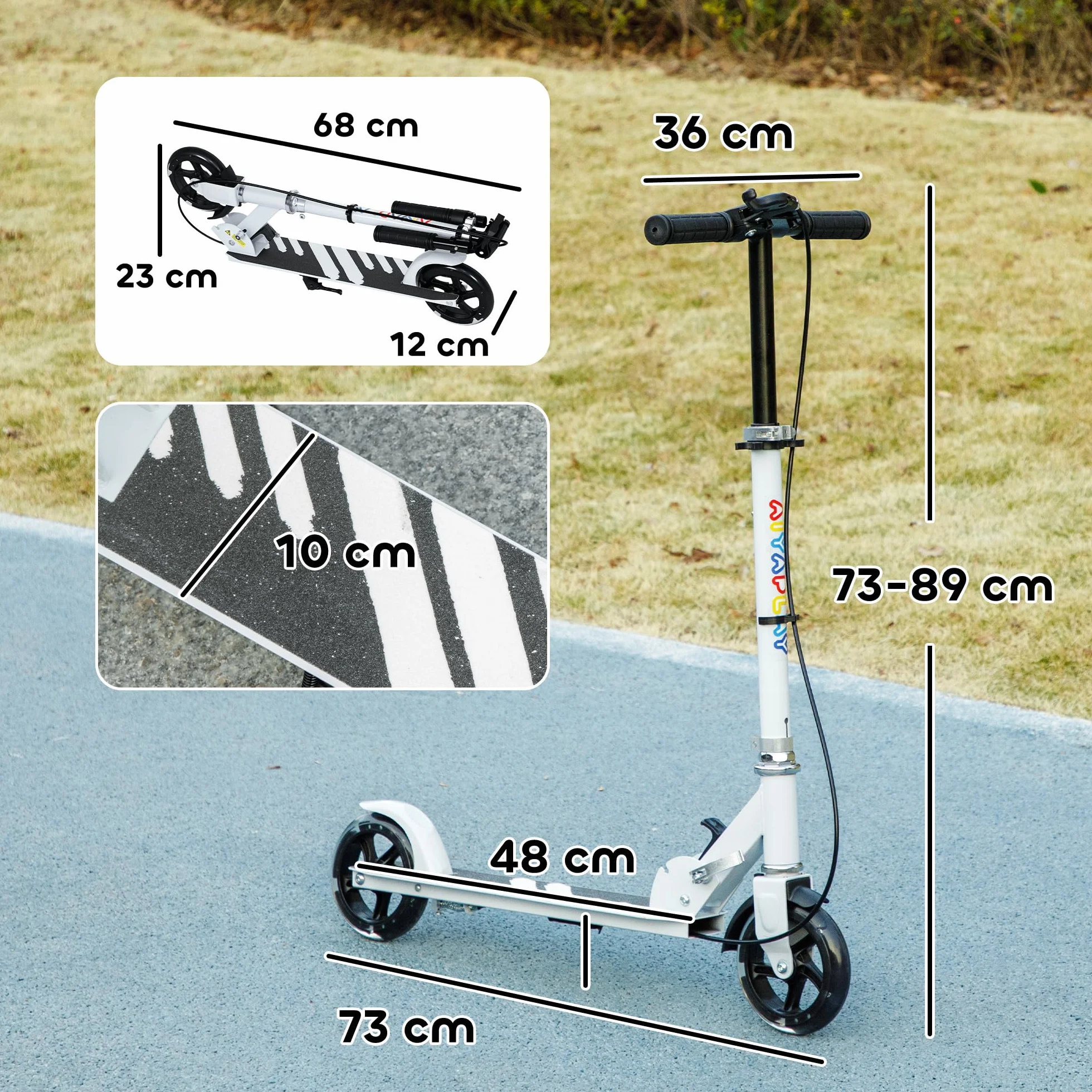 AIYAPLAY Patinete Plegable para Niños de 3-8 Años, Patinete Infantil de 2 Ruedas con Luces, Manillar de 4 Altura Ajustable, Freno Posterior y de Mano
