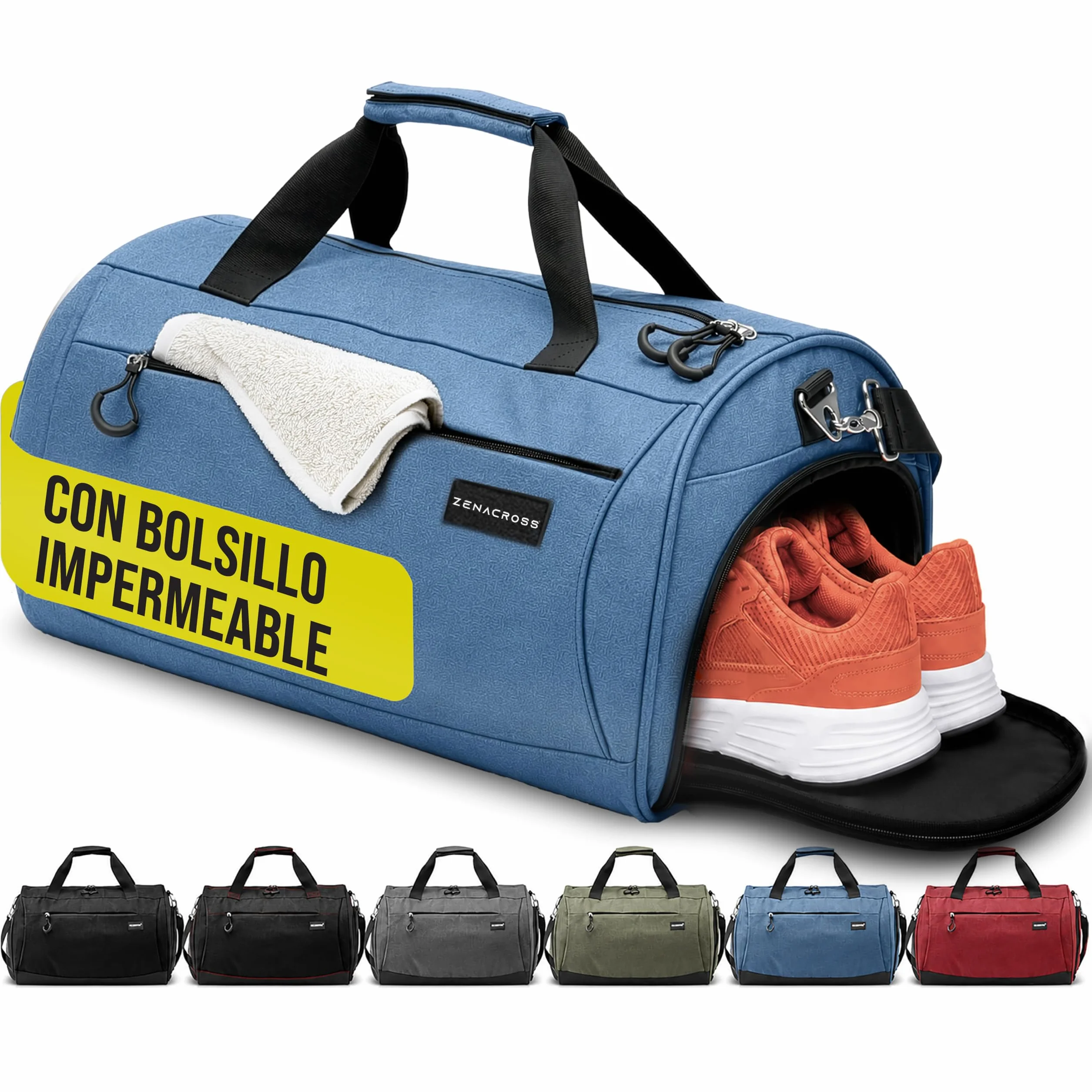 Mochila Gimnasio Hombre Mujer 50 l Compartimento Zapatos Humeda Viaje Gym Azul