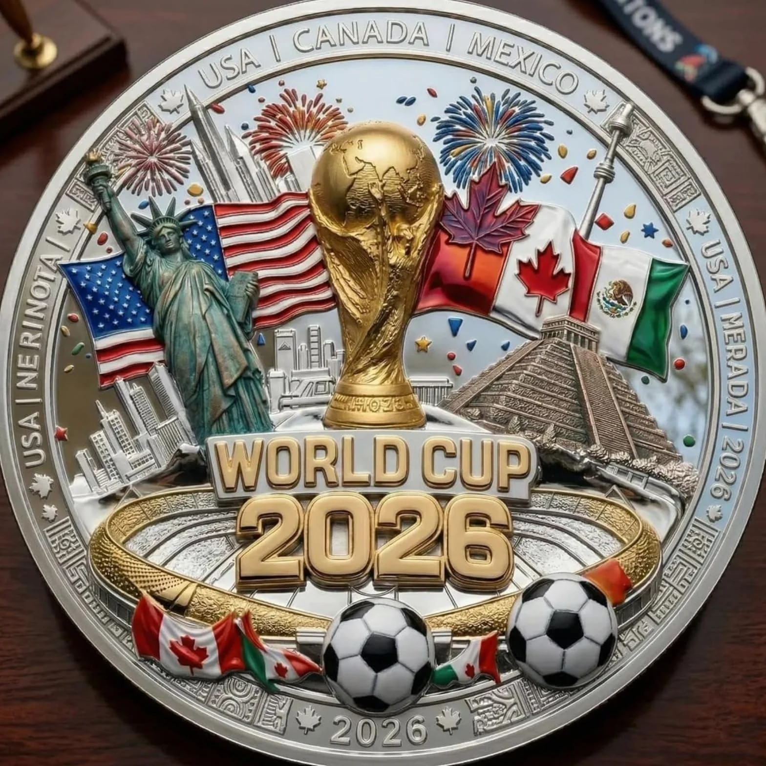 Moneda Conmemorativa del Mundial 2026, Moneda de Metal de Doble Cara, Ideal para Exhibir, como Accesorio de Escritorio o como Regalo de Recuerdo, para Aficionados y Coleccionistas de Fútbol (1 pc)