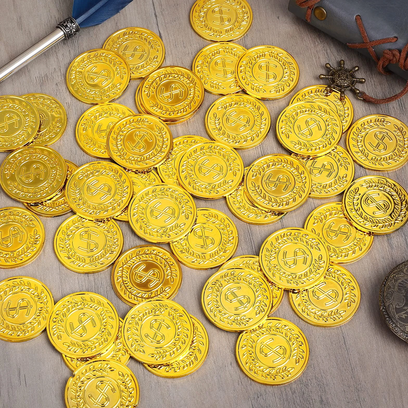 300 monedas de oro de plástico, falsas, tesoro pirata, juego, recuerdos de fiesta, profesores, recompensa en el aula
