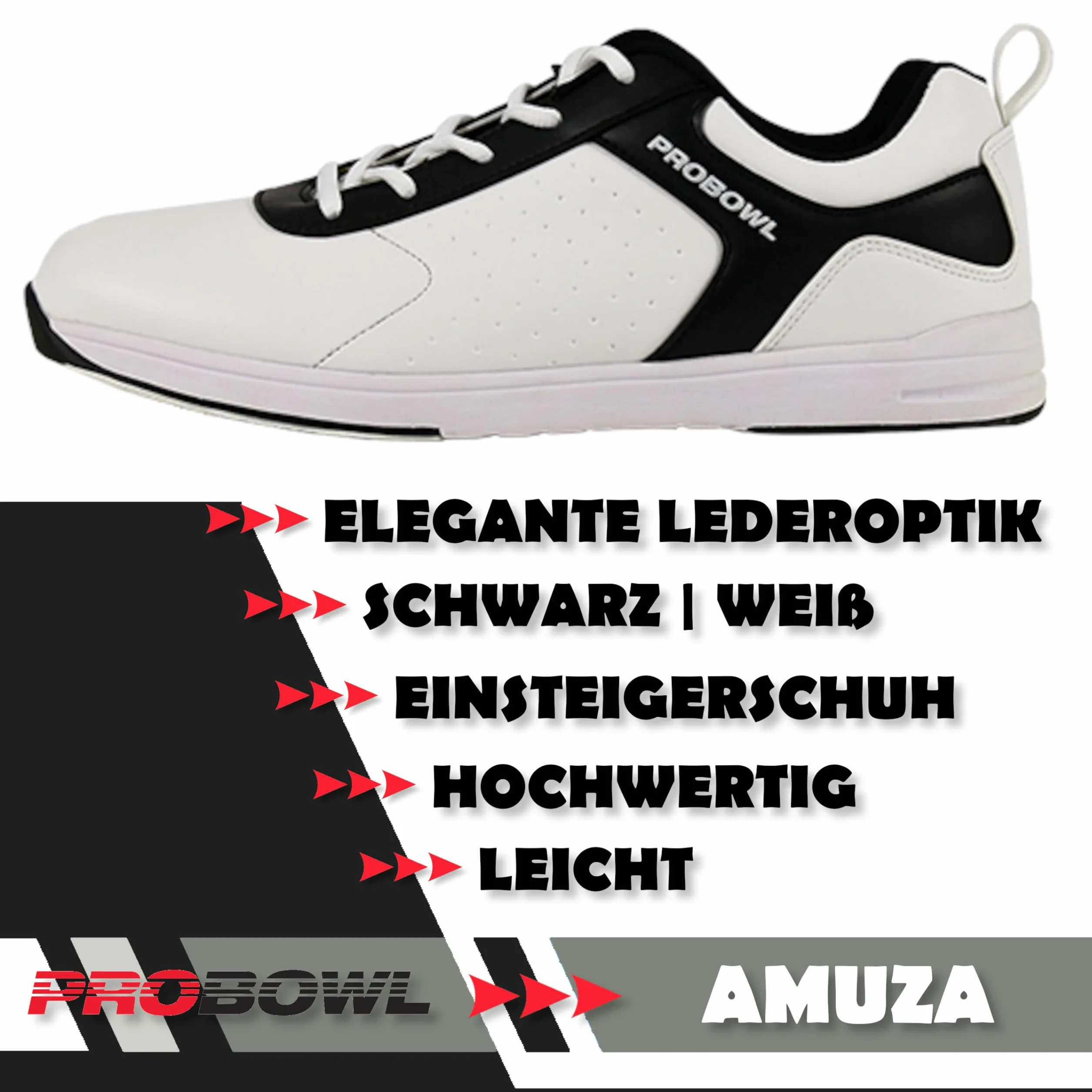 EMAX Zapatos de bolos Hombre Pro Bowl Blanco Negro