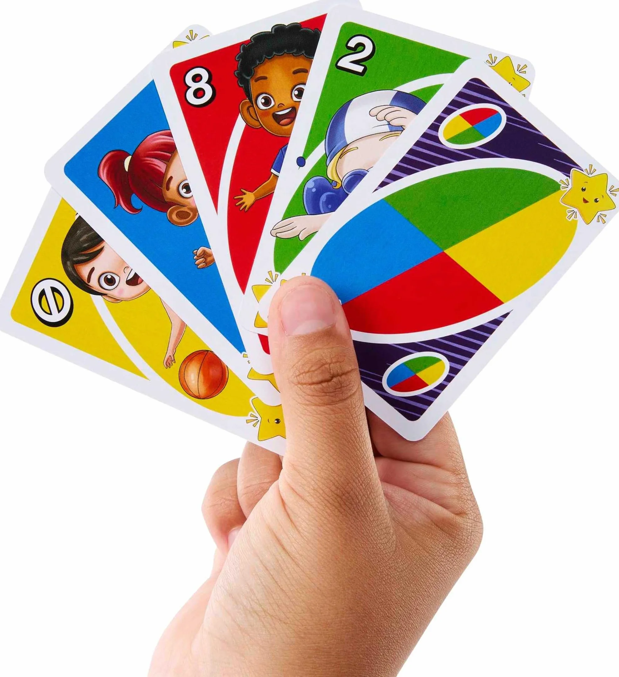 Mattel Games UNO Junior Move! Juego de Cartas con Tres Niveles para Jugar, Juego de Mesa +3 años (Mattel HNN03)
