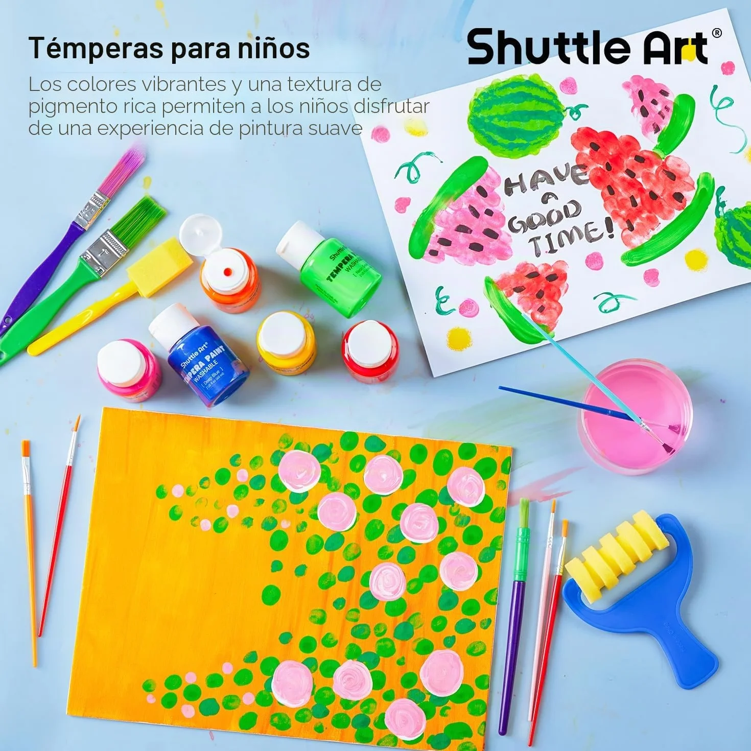 Shuttle Art Pintura Témperas, 30 Colores de Témpera en Frascos (2oz/60ml), Pinturas de Dedos No Tóxicos, Pintura al Tempera para Arte, Manualidades y Proyectos Escolares