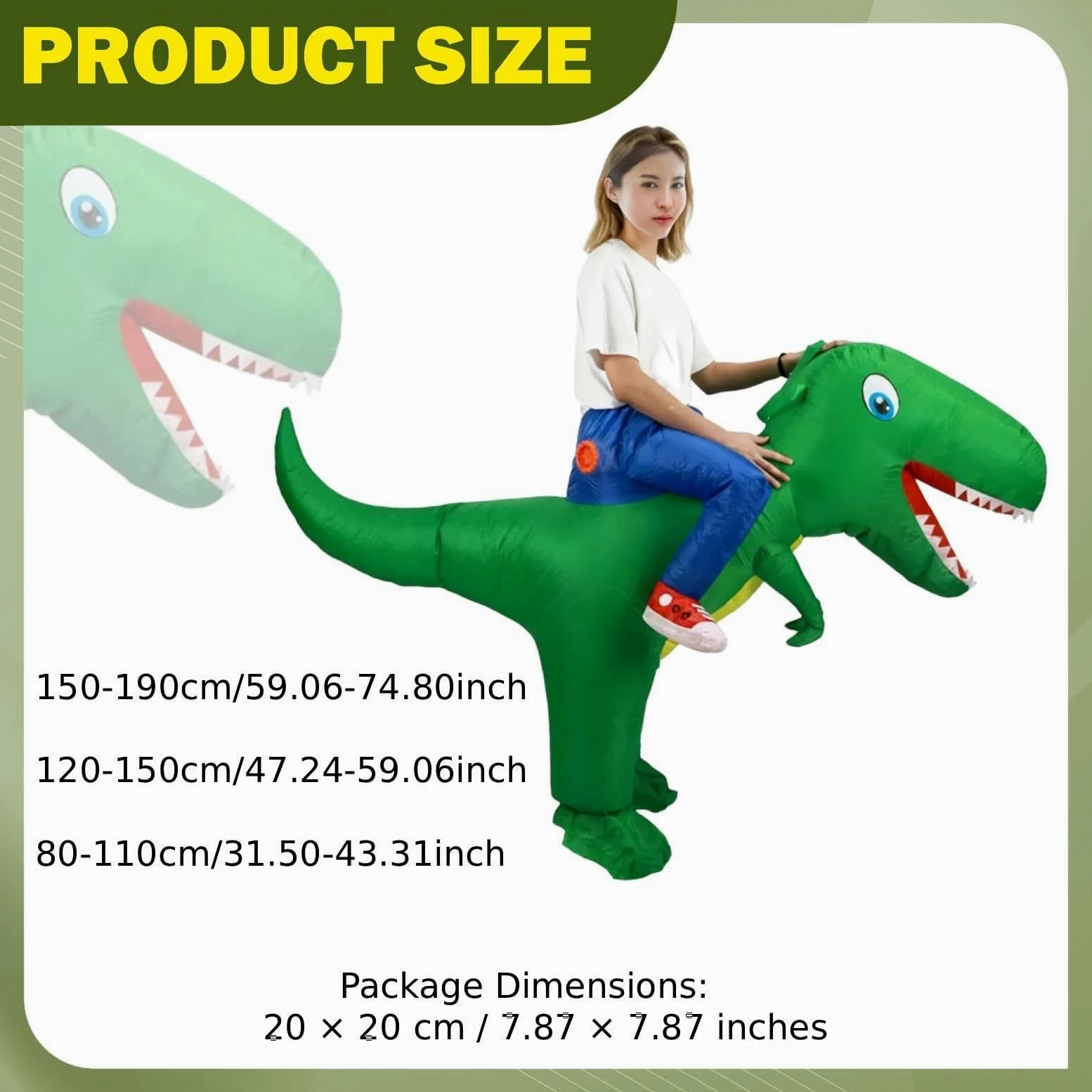 F Fityle Disfraz inflable dinosaurio cuerpo completo, disfraz fiesta elegante, cosplay para actuación en