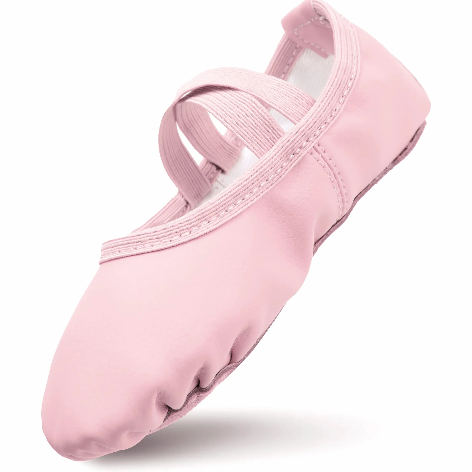 Zapatillas de ballet niña piel forro algodón grueso suela piel completa correas precosidas