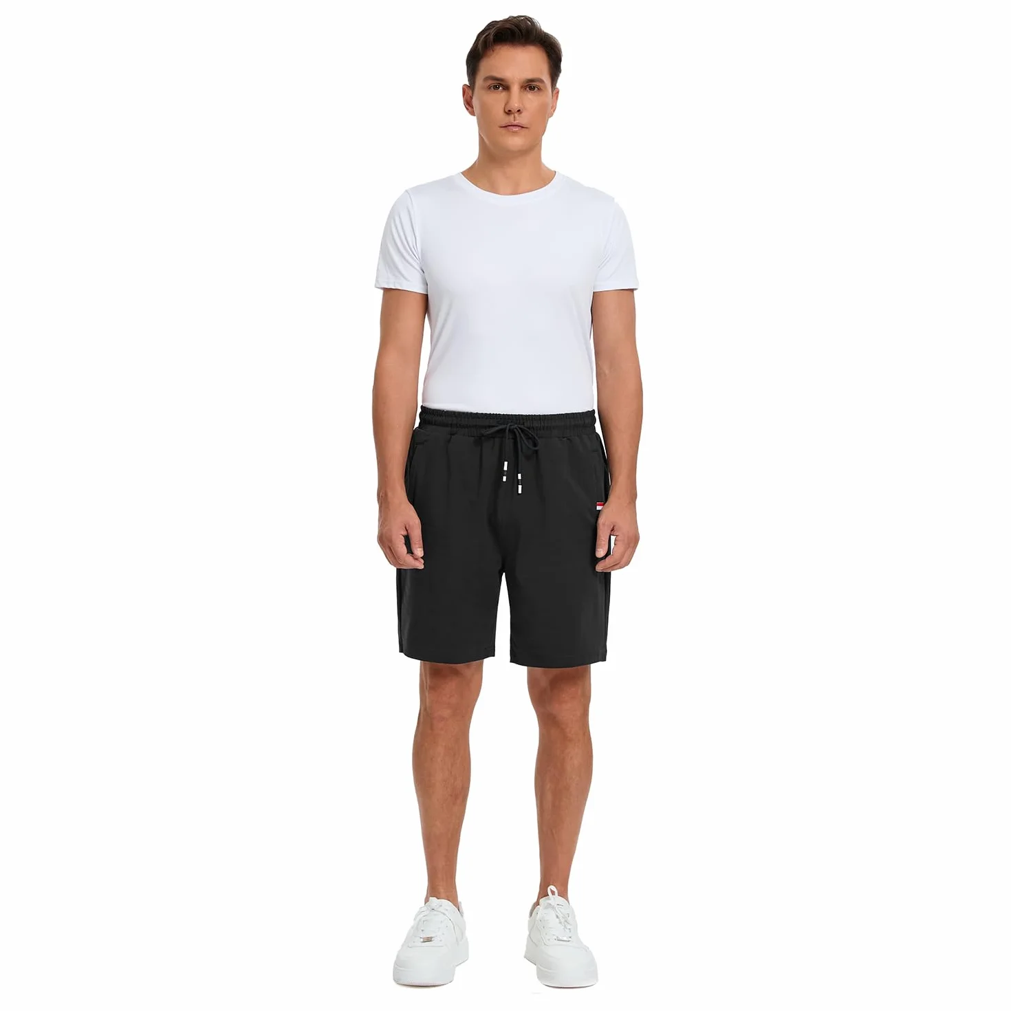 Pantalón Corto Hombre Algodón Deportivo para Correr Yoga Bermuda Elásticos Transpirable Bolsillos Cremallera