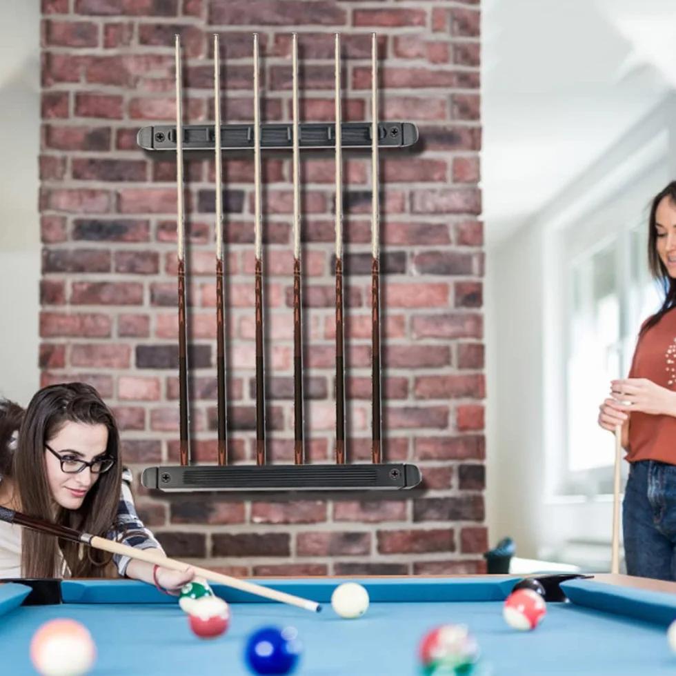 Soporte Billar Rack 6 Cue de Madera Montado en la Pared para Snooker