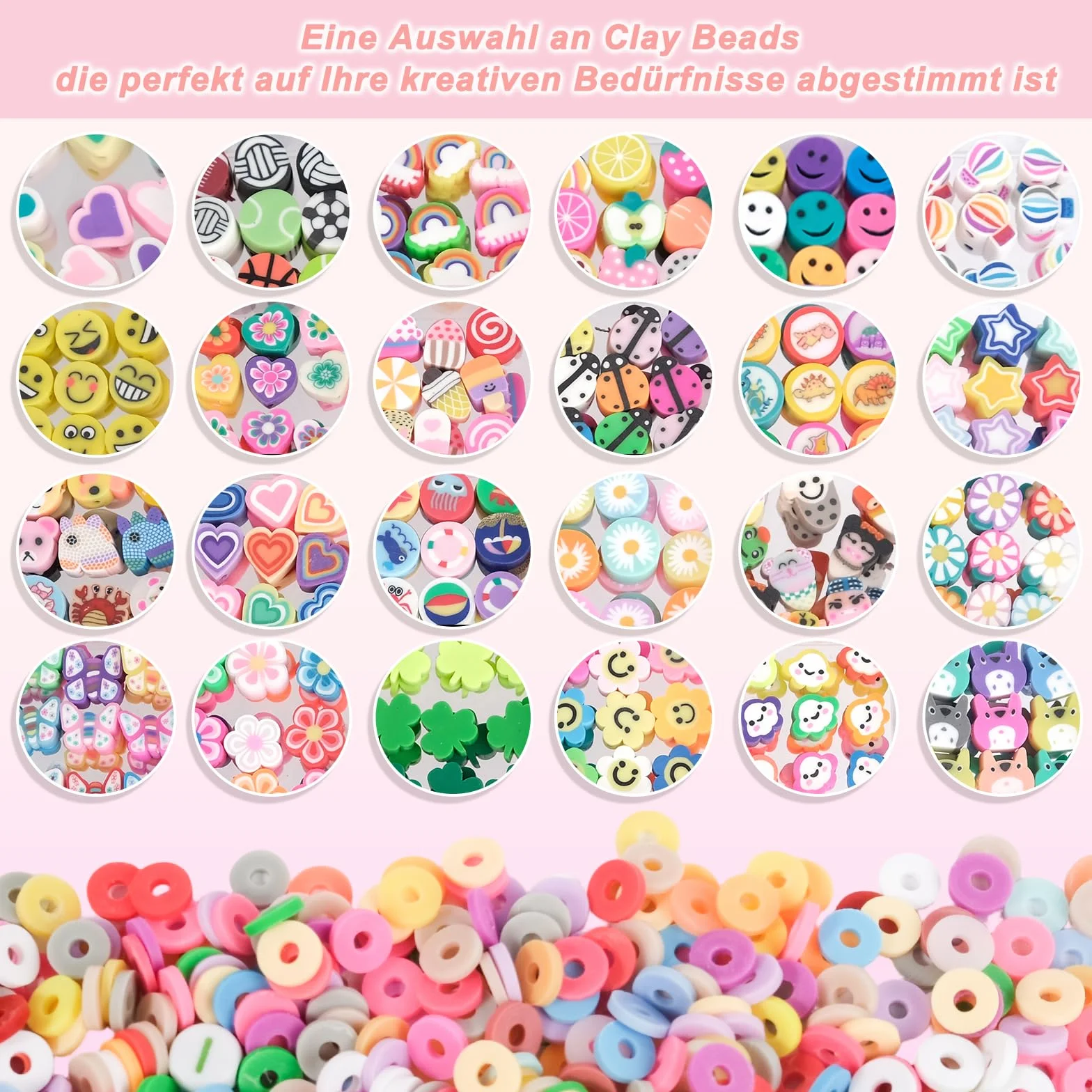 RUBY 1800 cuentas para enhebrar niños, cuentas de bricolaje para pulseras, manualidades, arcilla polimérica, juego de cuentas, collares, manualidades, regalos de cumpleaños, juguetes para 5, 6-12, 13