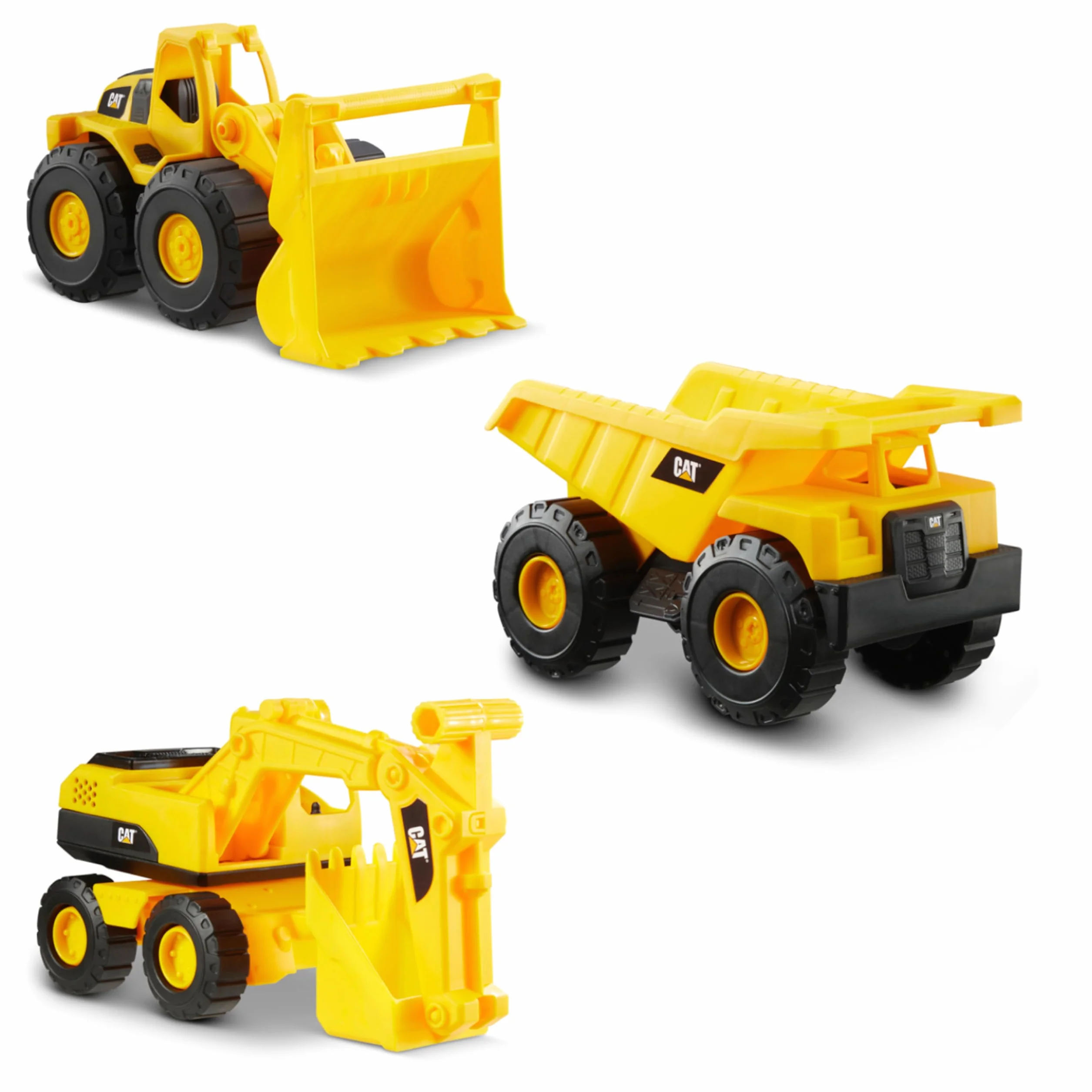 CatToysOfficial Set de Vehículos de Construcción de Juguete | Camión Volquete, Pala Cargadora, Excavadora | Partes Articuladas | Cat Toy Regalos y Juguetes para Niños de 3 Años o Más