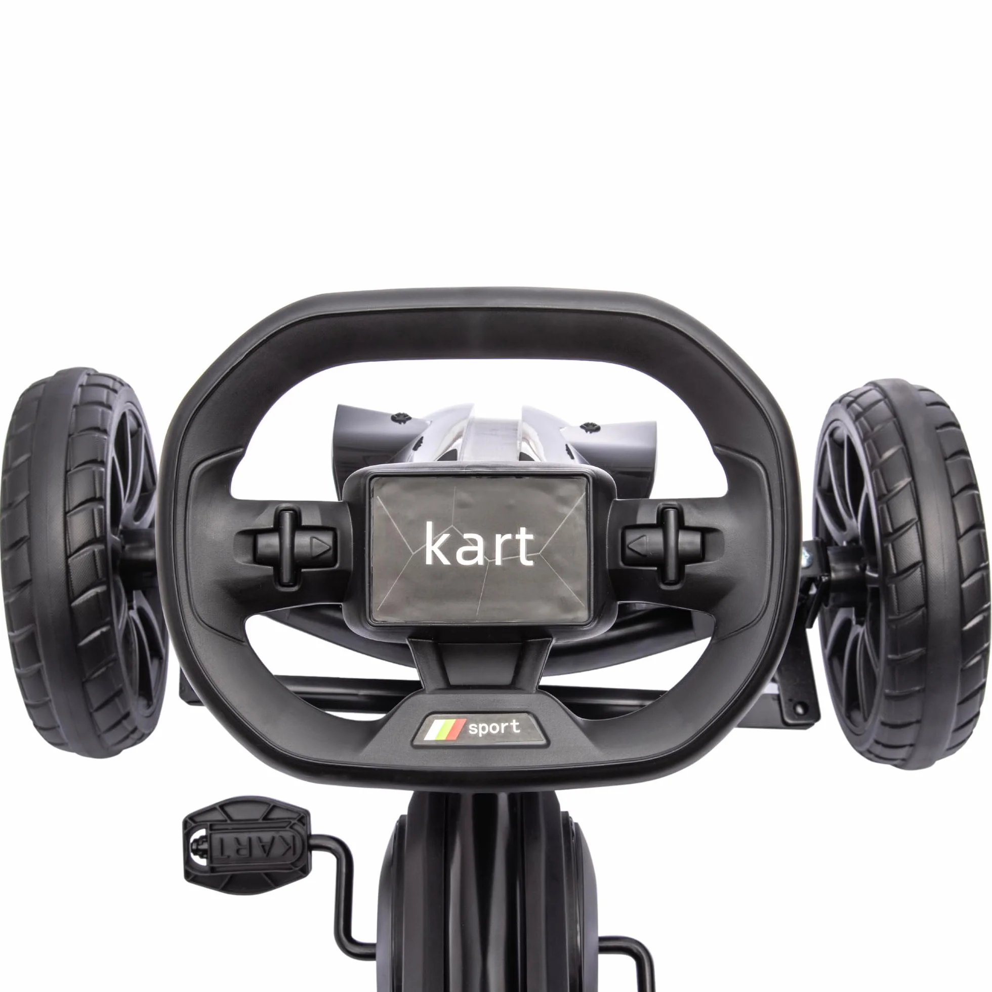 HOMCOM Kart Pedales Go Kart a Pedales para Niños de 3-8 Años con Asiento Ajustable en 4 Posiciones Freno de Mano Ruedas de EVA y Marco Metálico Carga 30 kg Negro