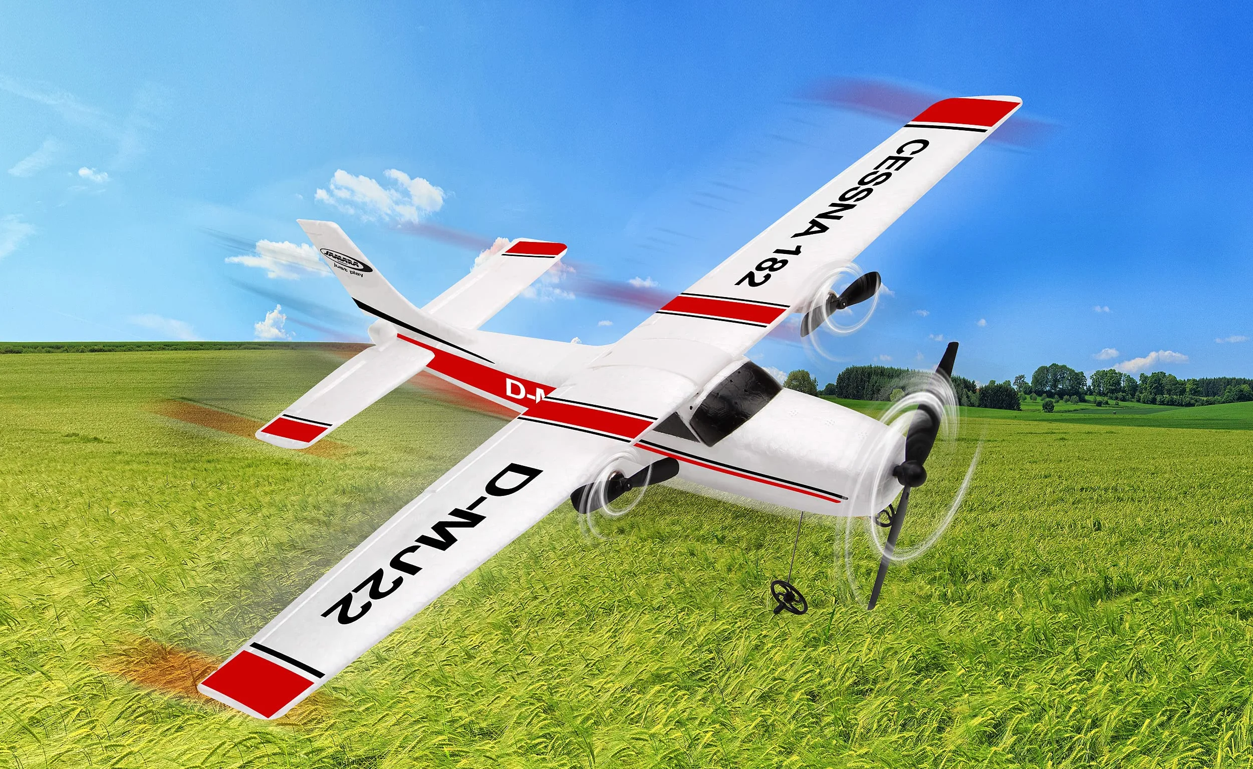 Jamara Cessna 182 Avión 2,4GHz Gyro 2CH - Modelo de Avión Teledirigido, Avión por Radiocontrol, con Giroscopio, Vuelo Estable, Vuelo automático, En Microespuma Flexible, para Principiantes