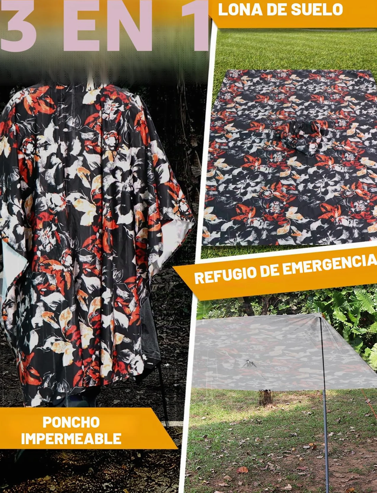 ANYOO Poncho de lluvia impermeable con mangas y bolsillo, ligero, reutilizable, chaqueta con capucha talla única