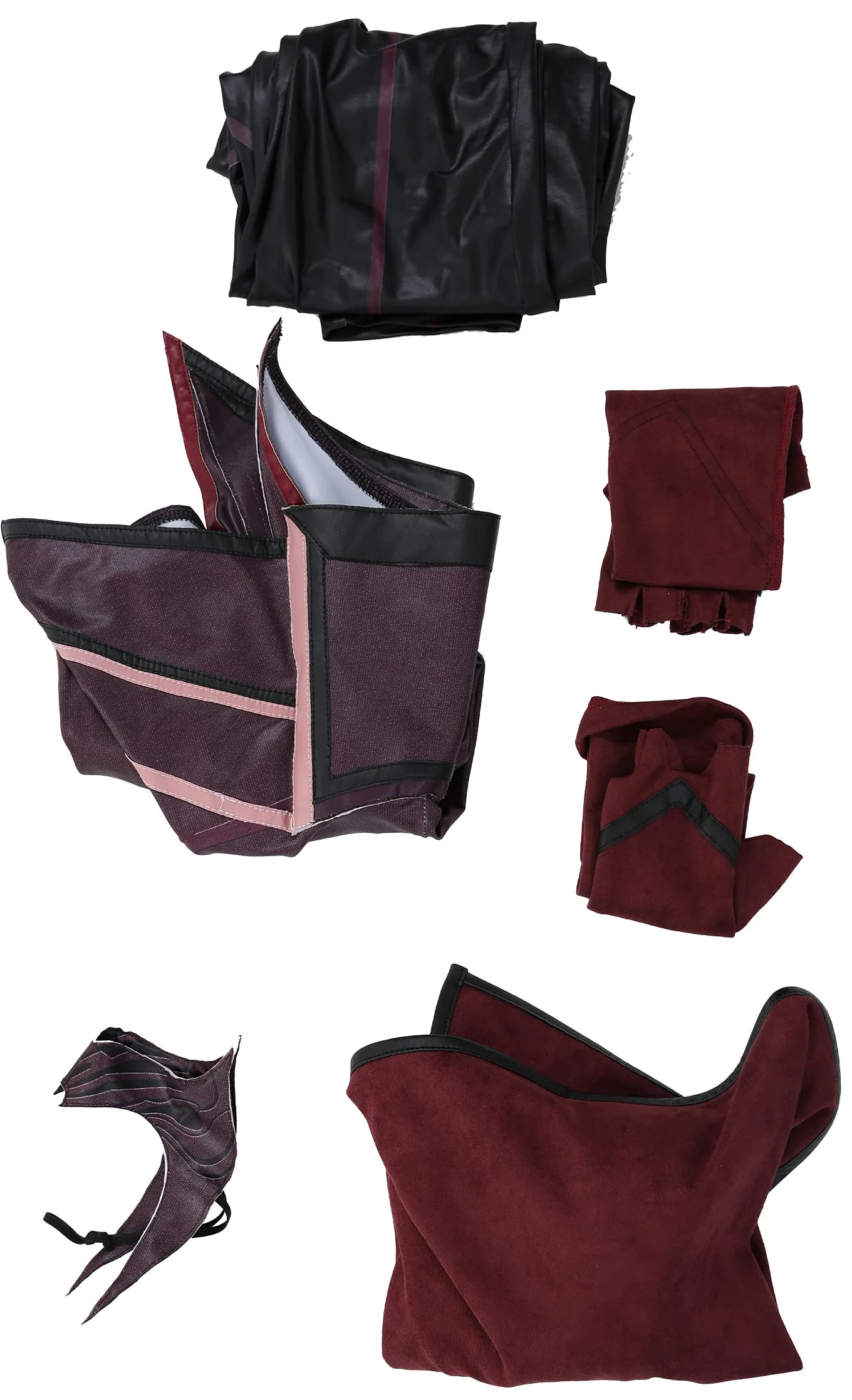 Cospaly.fm - Disfraz de bruja escarlata sin mangas para mujer con falda exterior y guantes largos (S)