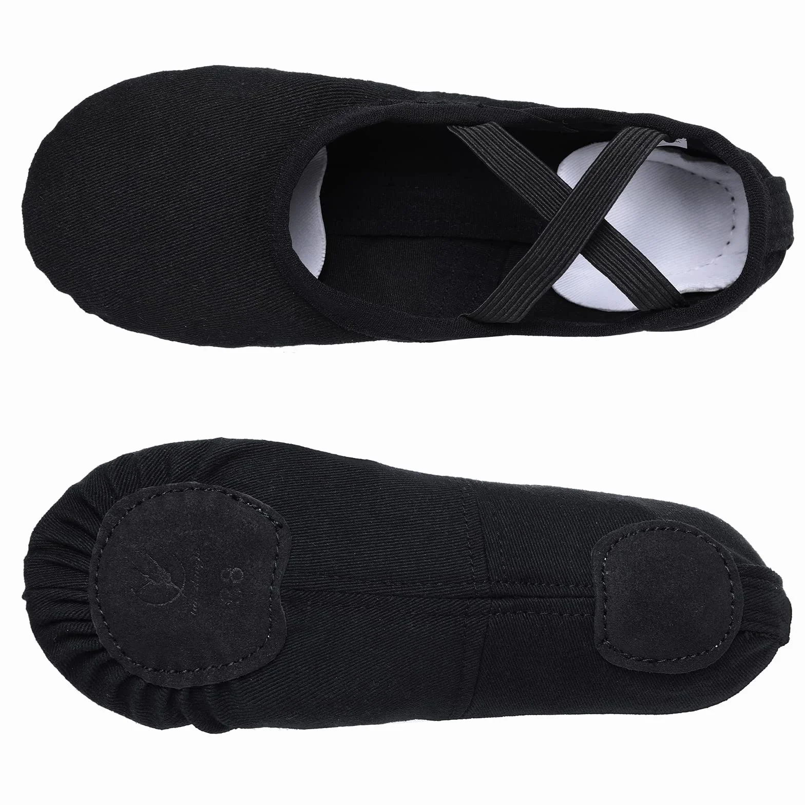 Zapatillas de Danza Ballet Lona elástica Suela Cuero Dividido Negro Marrón Rosa
