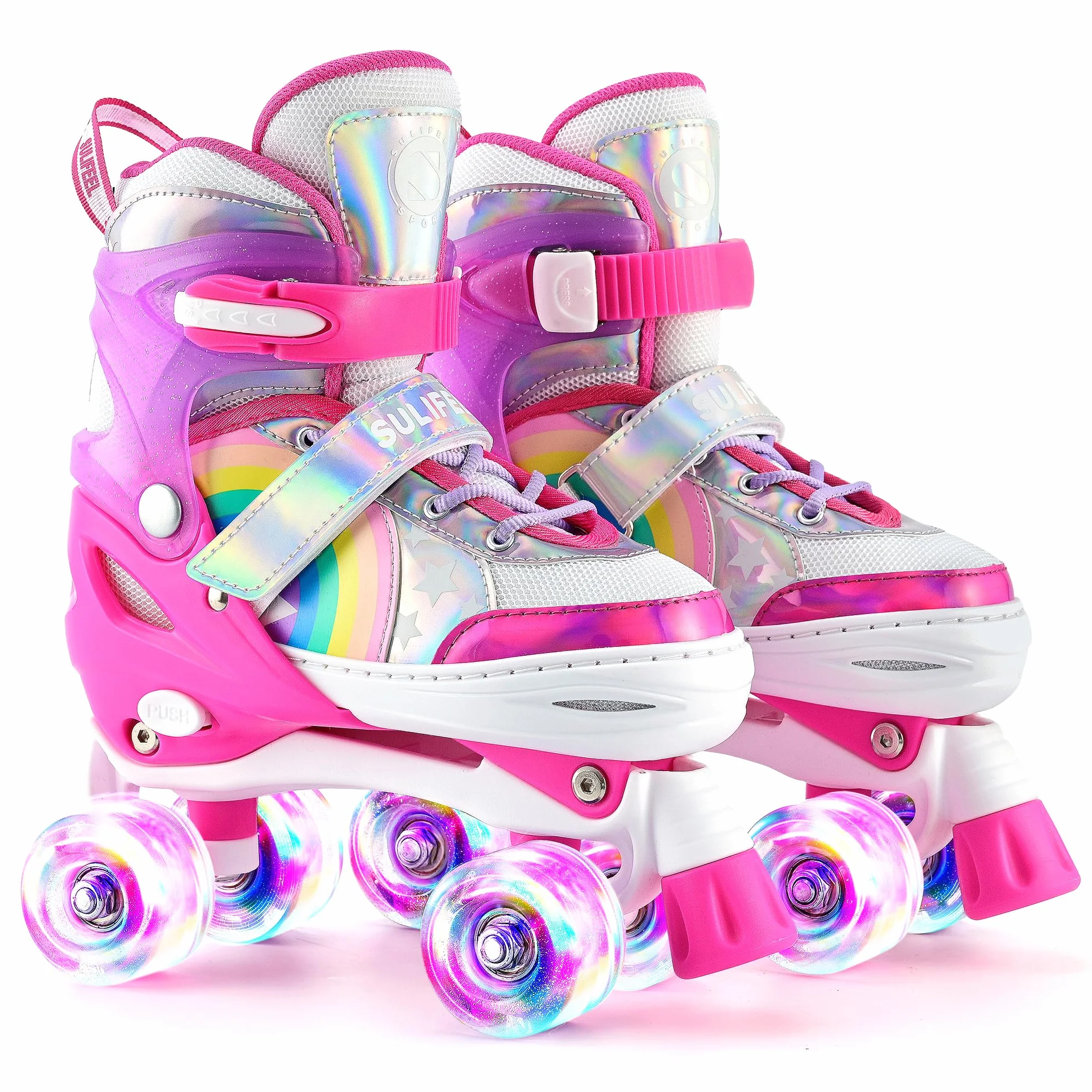 Sulifeel Rainbow Unicorn Patines Roller con Luces Ajustables para Niñas