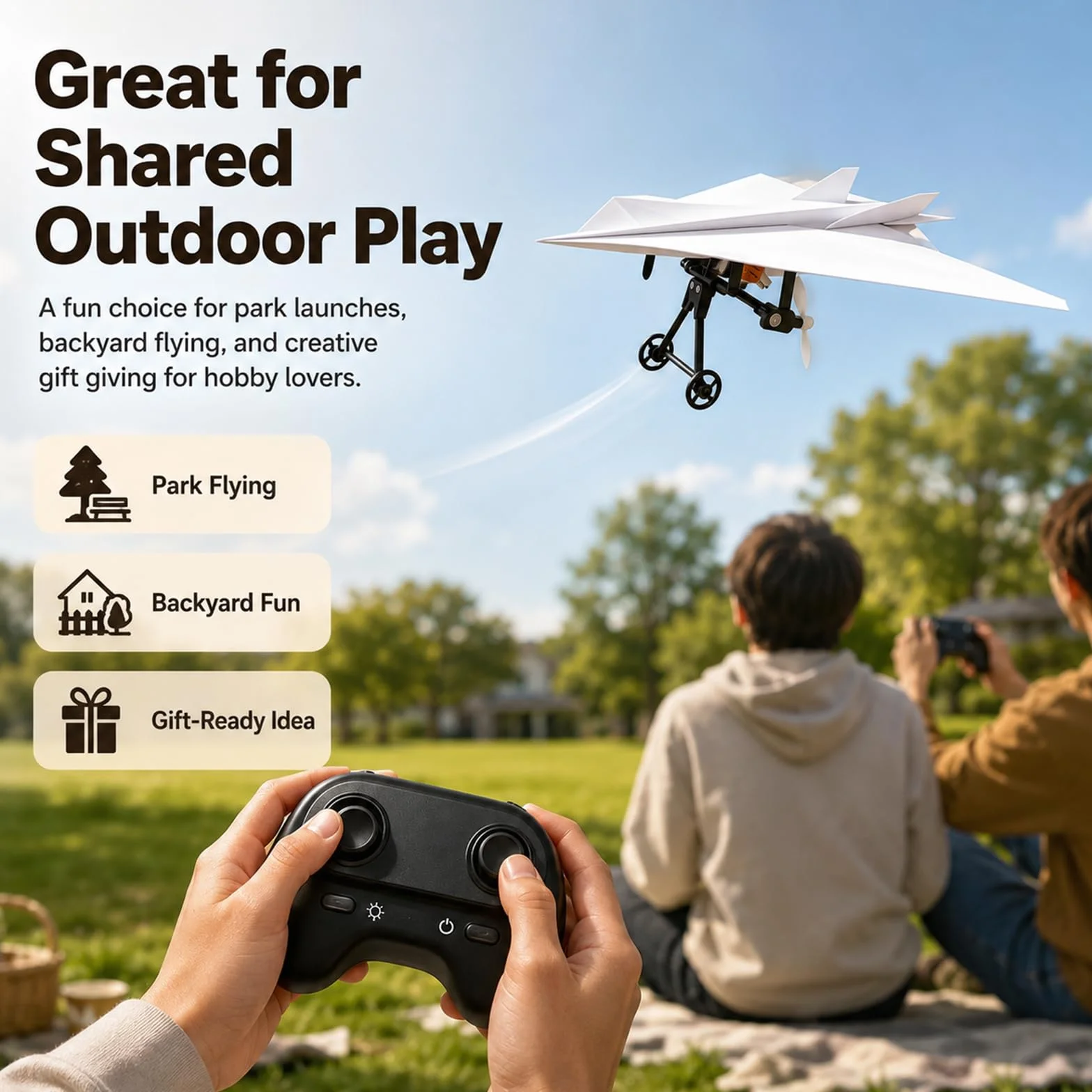 Genérico RC Paper Airplane Kit with Gyro Stabilizer, Remote Control Airplane, DIY RC Airplanes Kit, Foldable Lightweight Glider Tool for Hobbyists and Beginner Flyers (Three Batteries)