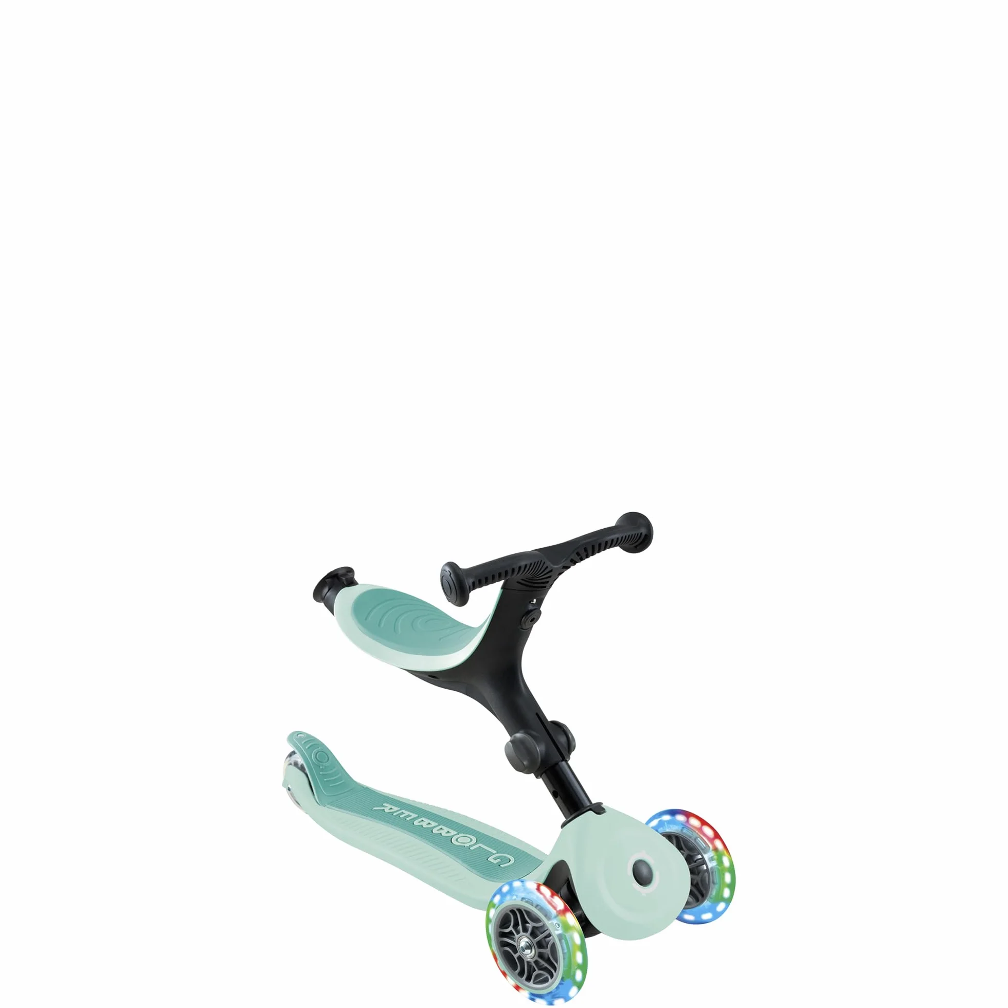 Globber GO UP Active Luces, Patinete evolutivo de 3 Ruedas con Luces para niños de 15 Meses a 9 años, Verde Menta