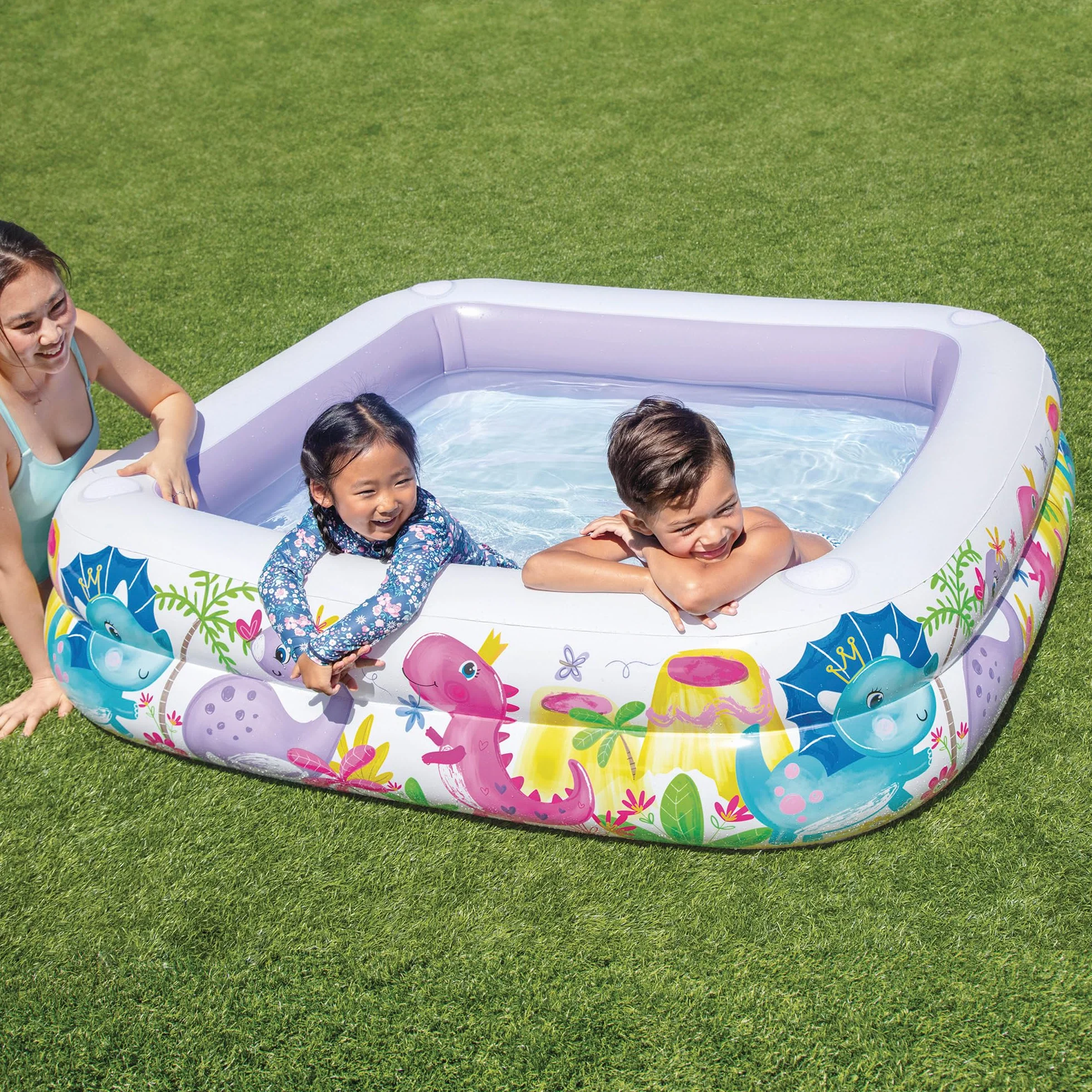 Intex Piscina Hinchable Infantil, 157x157x122 cm, 295 litros, con toldo Desmontable, Diseño acuático, Tapón de desagüe, Uso Exterior, Vinilo Resistente, Parche de reparación Incluido, +2 años (57470)