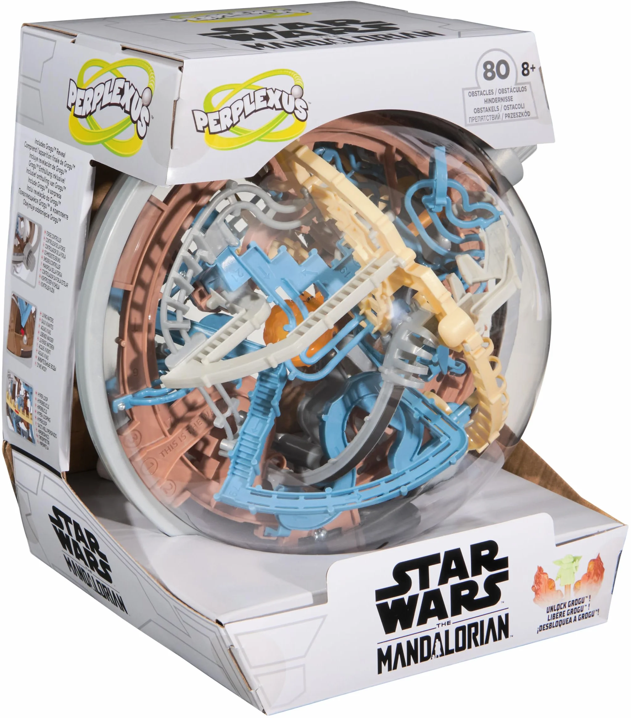 Spin Master Games Perplexus Star Wars - The Mandalorian - Laberinto de Bolas 3D con 80 obstáculos galácticos del Universo Star Wars con botón Giratorio Interactivo, a Partir de 8 años