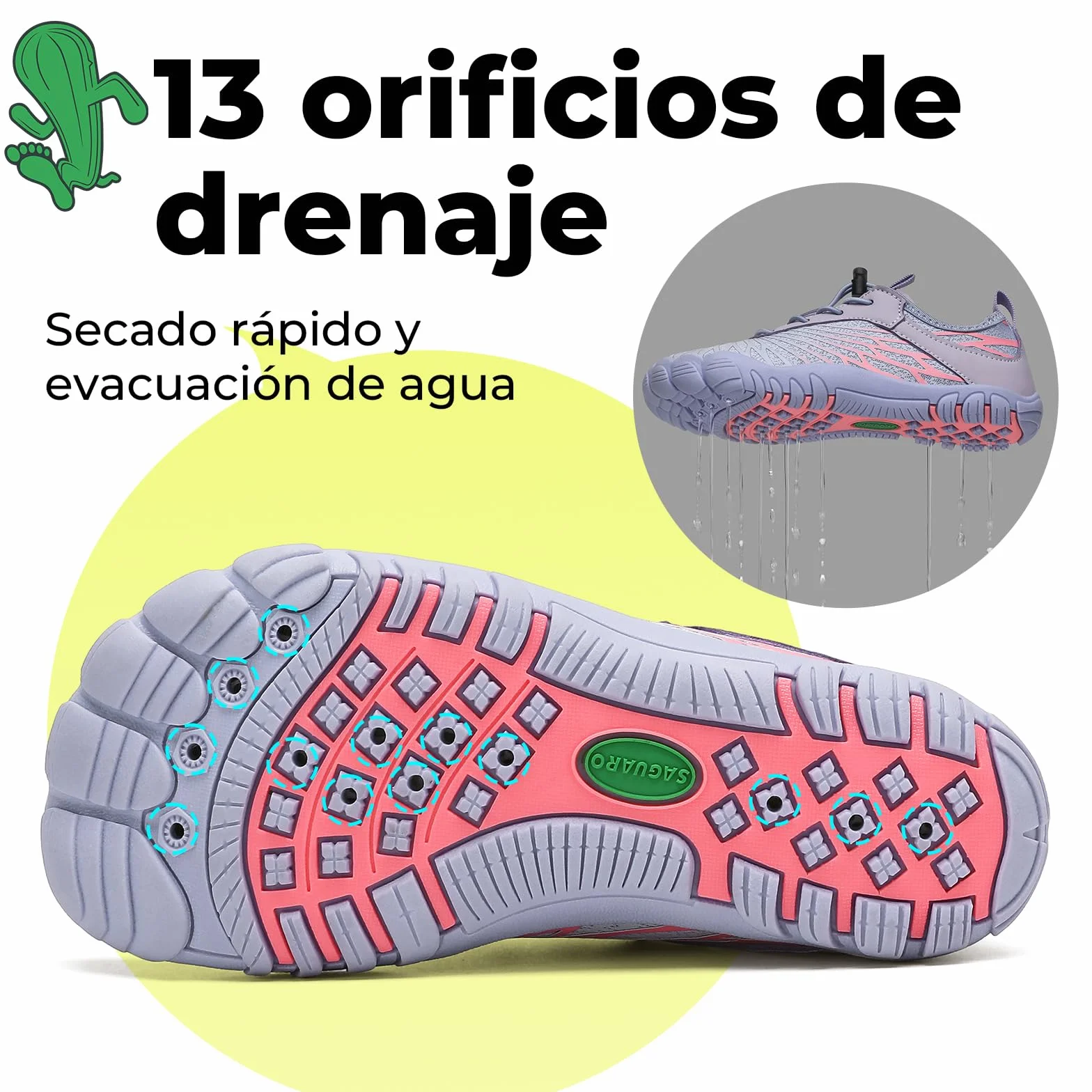 SAGUARO Zapatos descalzos para niños, secado rápido, transpirables, puntera ancha, talla 25-35