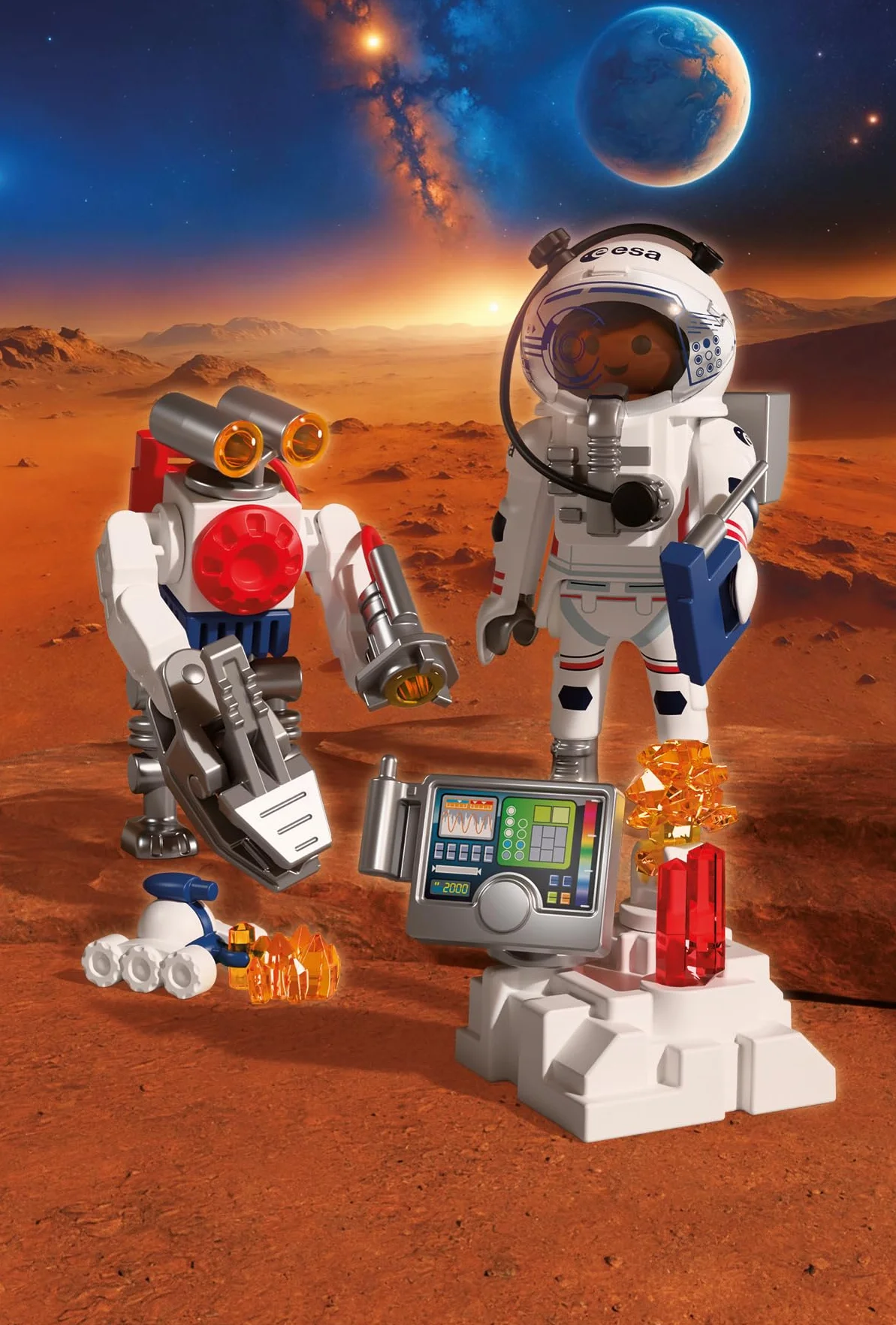 PLAYMOBIL Space Astronauta ESA Robot Vehículo Explorador Marciano Estación Análisis Rocas Investigación Espacial 72014