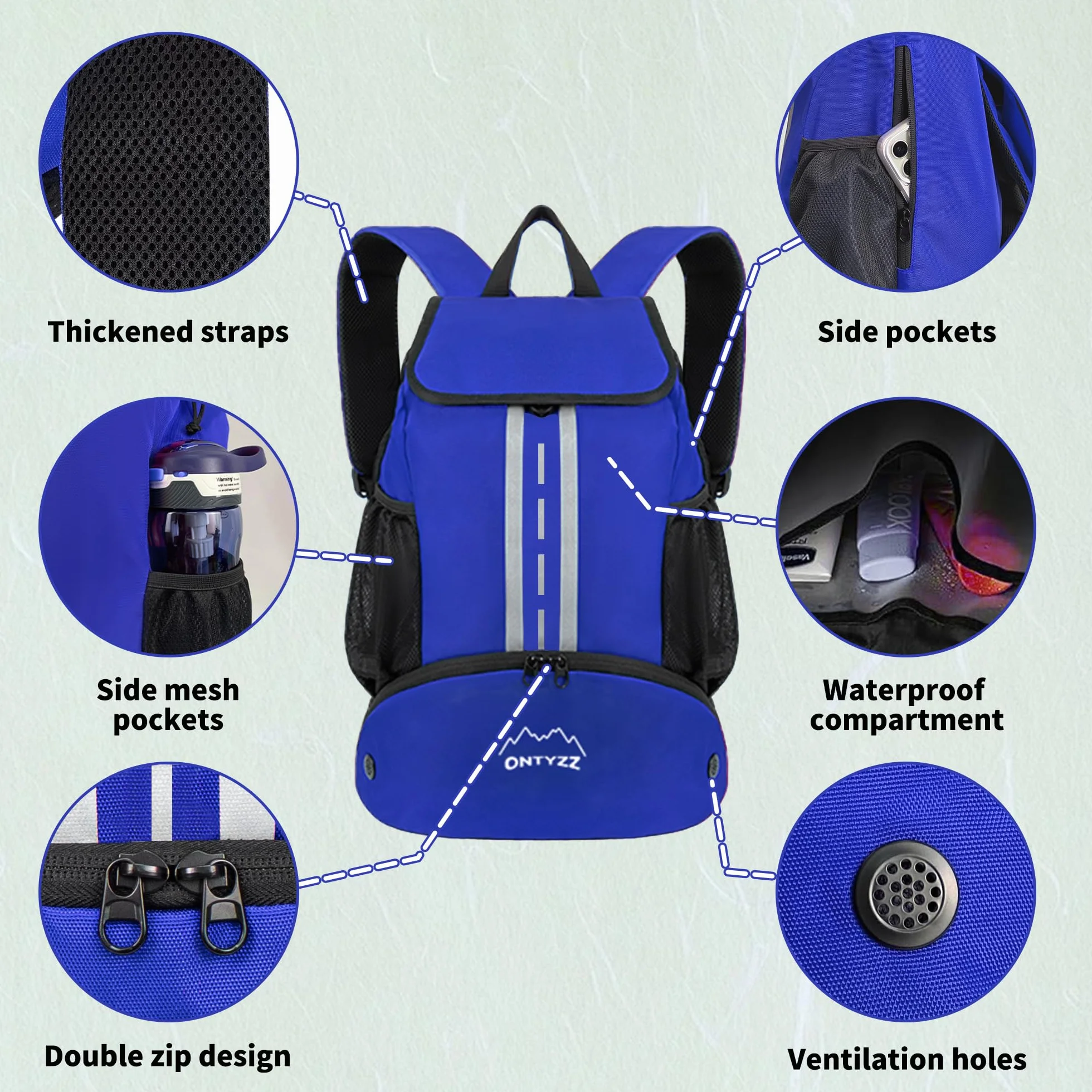 ONTYZZ Mochila de Futbol Impermeable Multifuncional con Zapatillero para Baloncesto, Balonmano, Voleibol