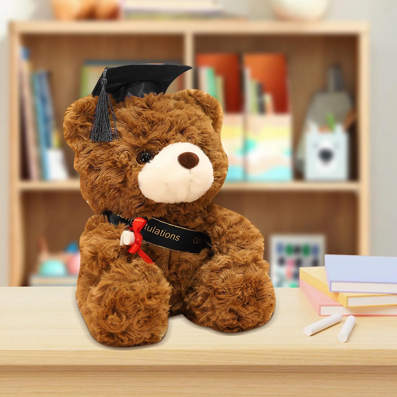 Oso de Peluche Personalizado 23 cm Graduación 2024 con Diploma y Sombrero