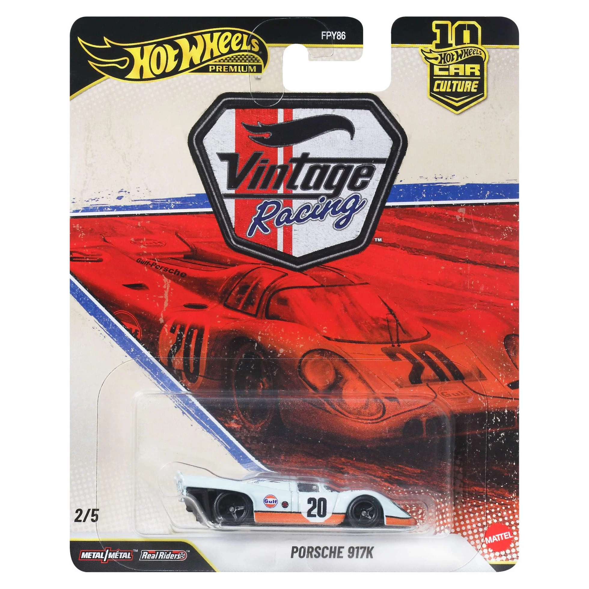 Hot Wheels Porsche 917 K, Coche de Juguete Premium a Escala 1:64, con neumáticos Real Riders y Carrocería y Chasis Metal/Metal, JKF03