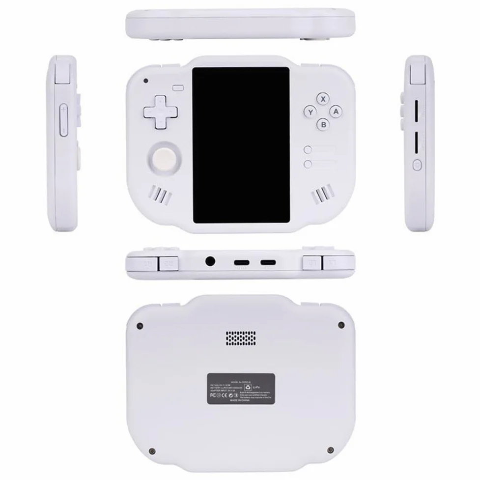 Mini Zero 40 - Consola de juegos portátil retro con pantalla táctil IPS de 4 pulgadas, batería de 4300 mAh, tarjeta TF de 64 GB, para Android Linux, diseño compacto, color blanco