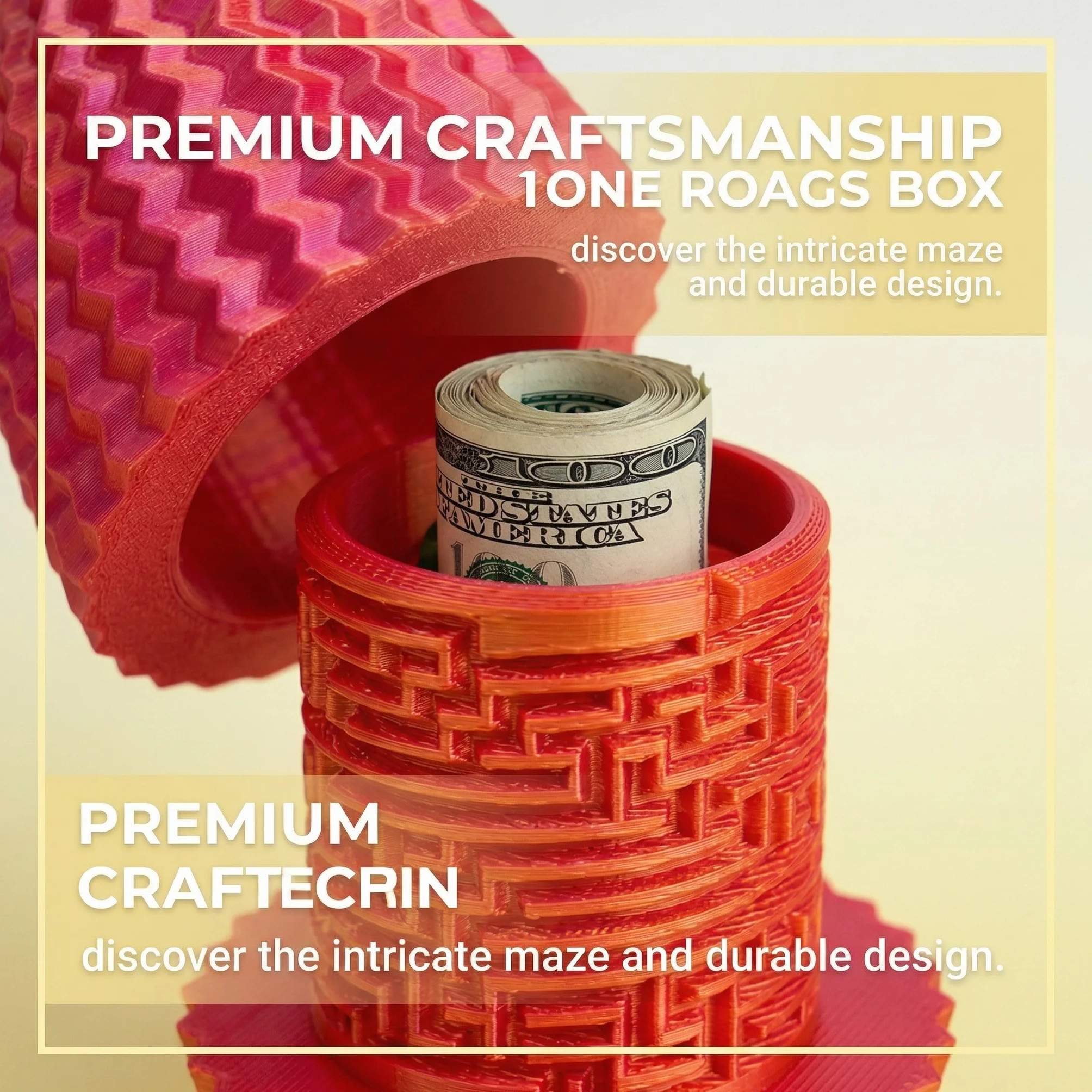 Caja de rompecabezas de laberinto ovalado de 1 pieza con compartimento secreto, para guardar dinero y regalos, caja misteriosa 3D roja, juego de rompecabezas reutilizable para adultos
