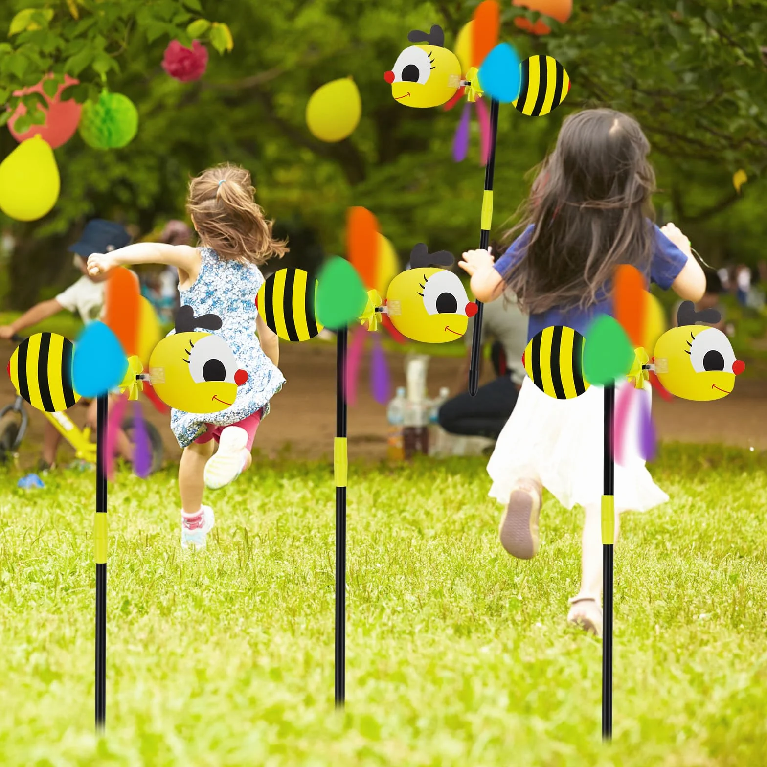 Molinillo de viento para niños, 4 piezas, molinos 3D para jardín y balcón