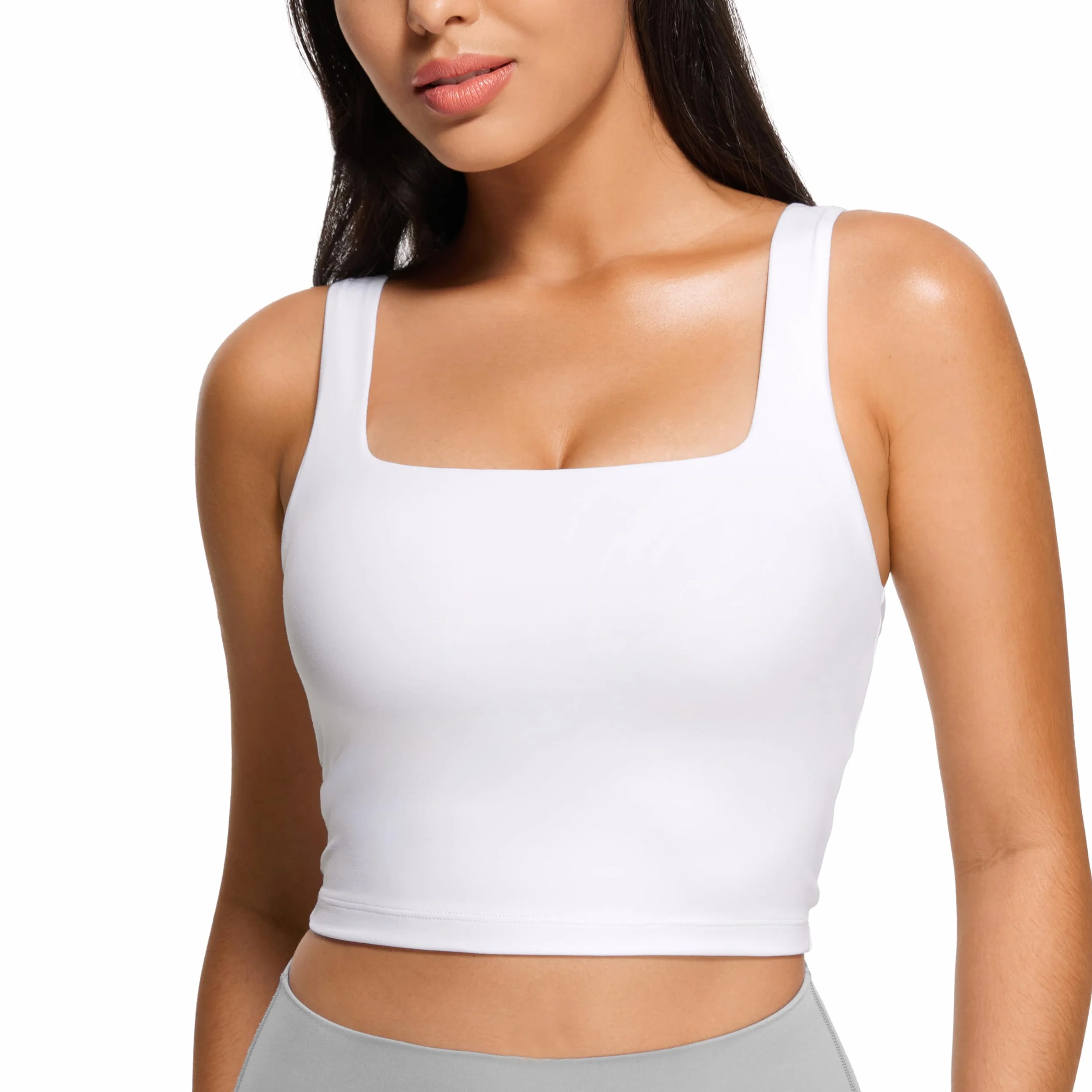 CRZ YOGA Butterluxe Sujetador Deportivo Cuadrado Cuello Palangre Yoga Acolchado Tanque Tops