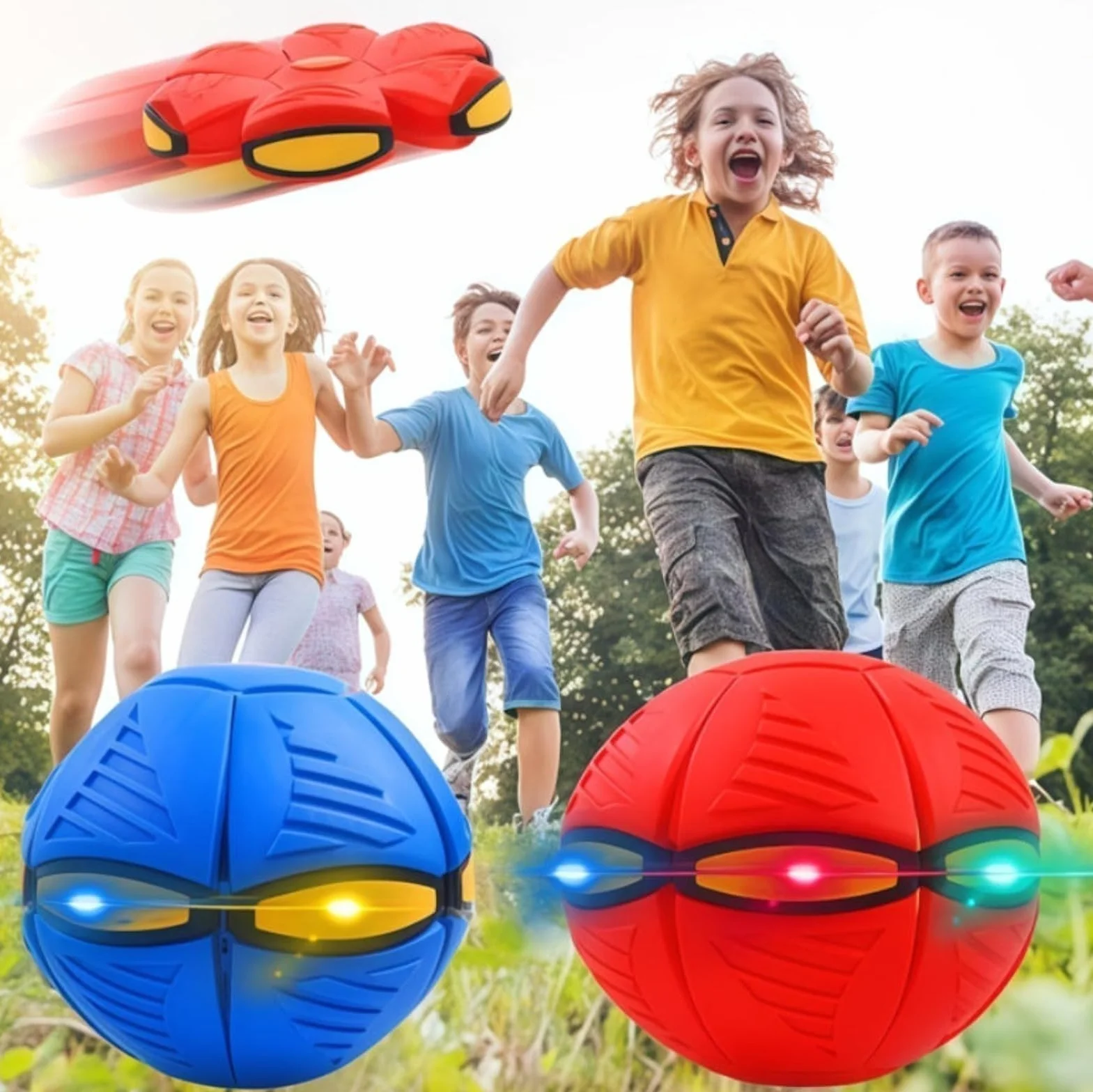 2026 Nueva Pelota Hinchable para niños, platillo Volador mágico, Pelota de Saltar, interacción Entre Padres e Hijos, Juguete Luminoso para reacción física educativa, con 6 Luces