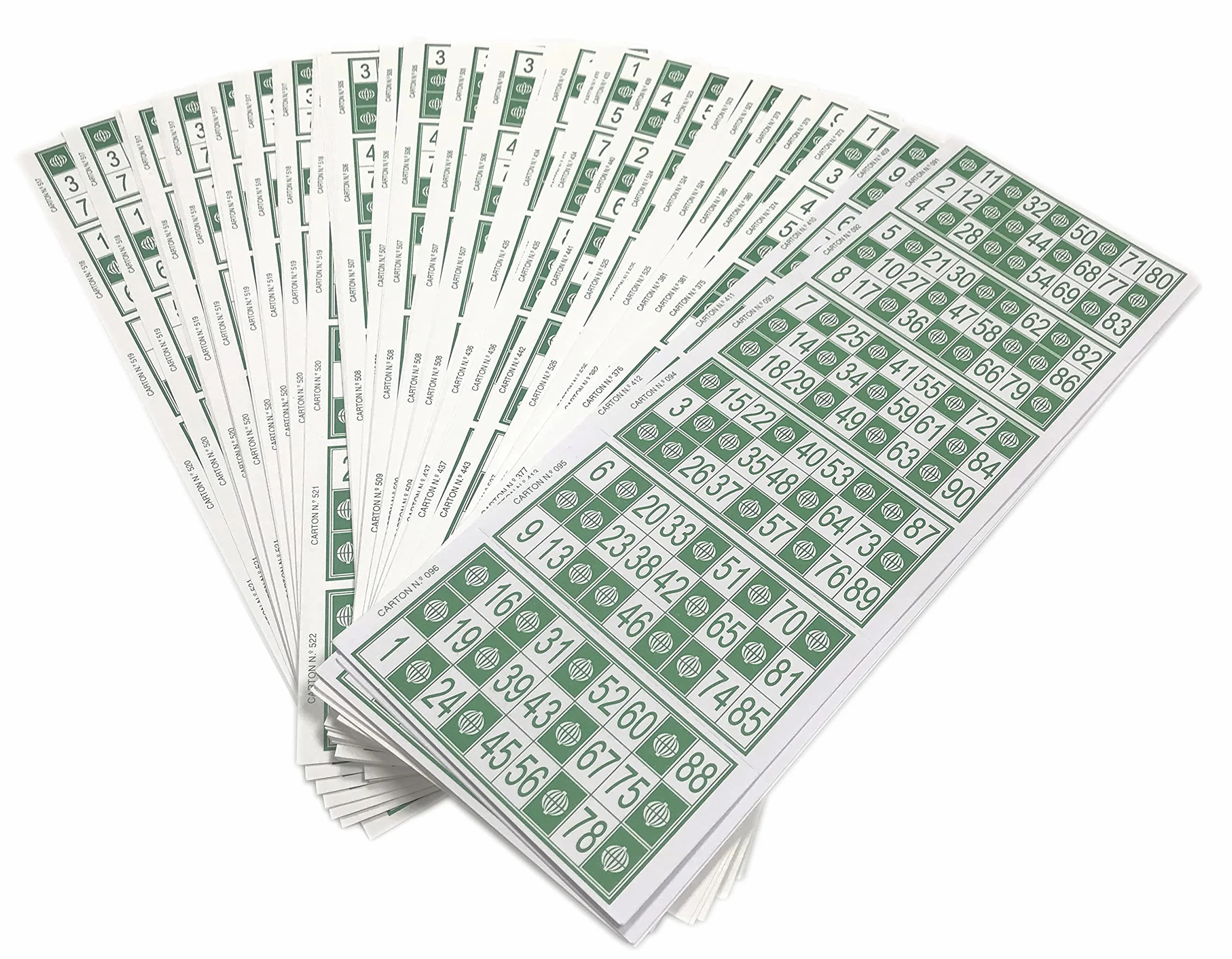 Genérico 600 Cartones para Bingo Tradicional De 90 Bolas (Verde)