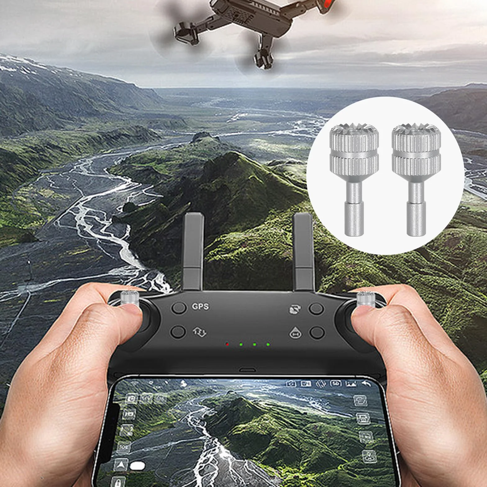 Joystick Mando Compatible para DJI, Palanca DJI RC de Aleación de Aluminio Plateado, Piezas de Repuesto Compatible con RC 1, 2, Air 3, Mini 3 Pro
