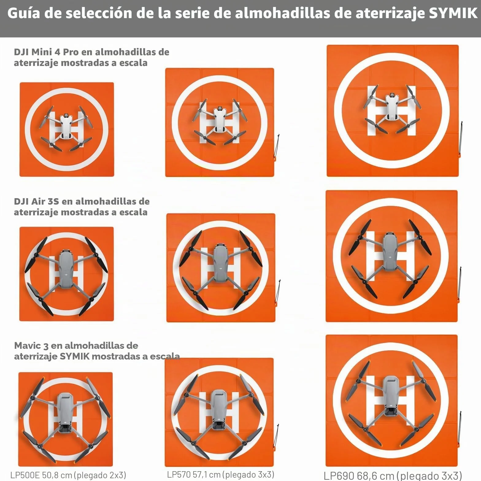 SYMIK LP500 Plataforma De Aterrizaje Drones 20''/50cm, Landing Pad Plegado Rápido Resistente Al Agua para DJI Mini 4K/Mini 4 Pro/Mini 3 Pro/Mini 2 SE/Mini SE, Air 3S/3/2S/Air 2