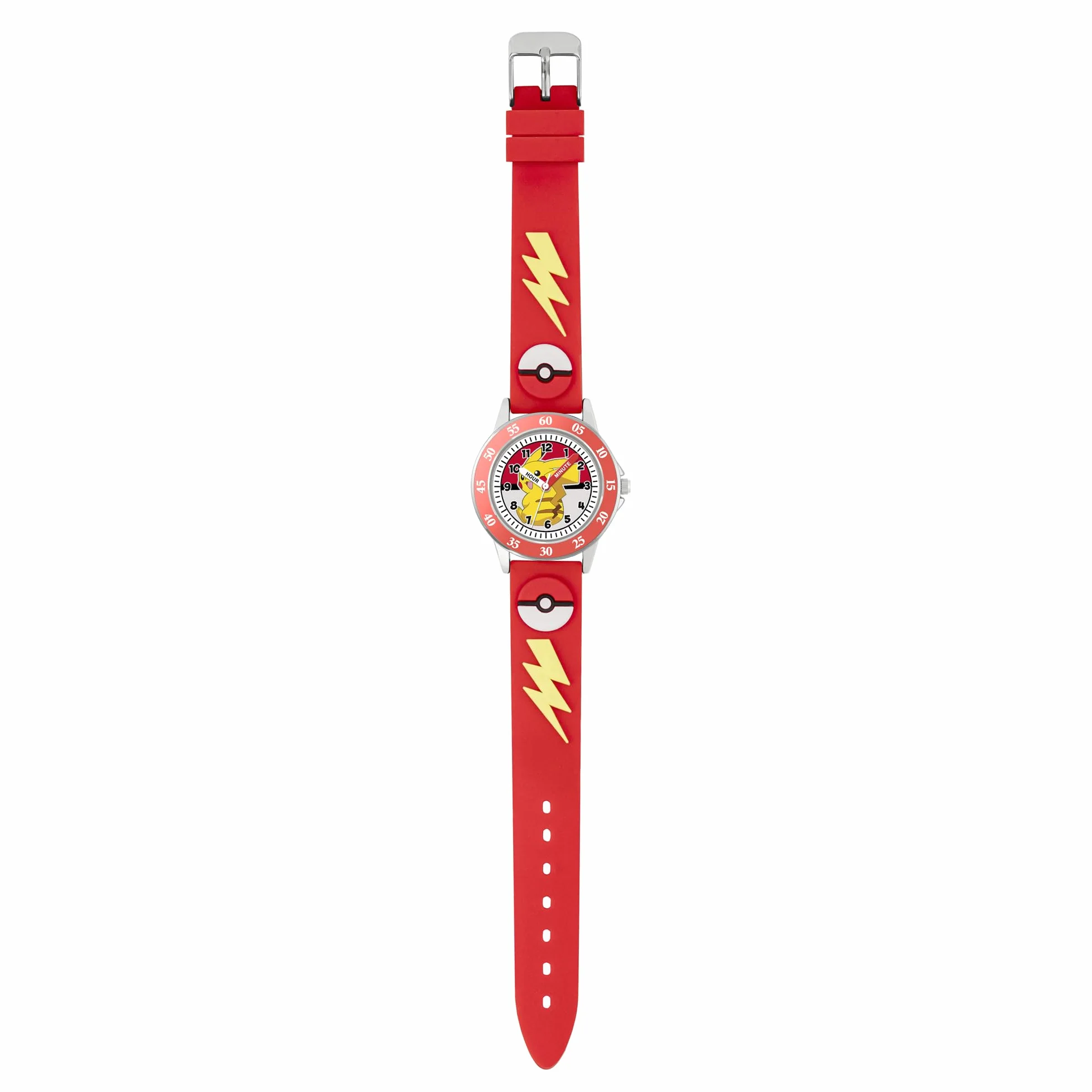 Peers Hardy Pokemon Kids Time Teacher Pulsera de Silicona 3D Roja Aprender Hora POK9074