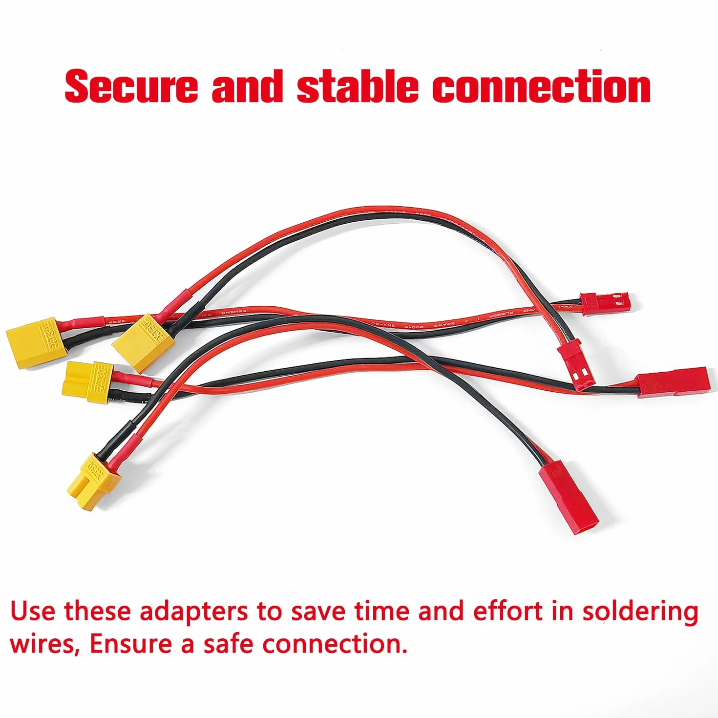 YIXISI 4 Piezas XT30 a JST Cable de Adaptador, JST Conector a XT30 Conector con Cable de Silicona 15cm 20AWG, para Vehículos RC y Baterías Lipo