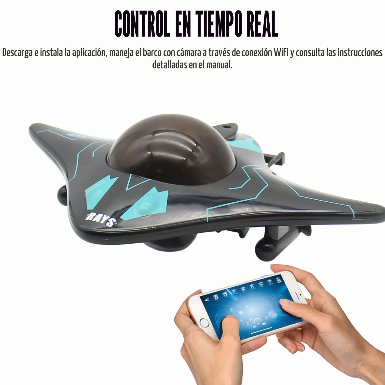 Fisca Barco teledirigido con cámara, control inalámbrico, 6 canales, impermeable, para piscinas y lagos, tiro en tiempo real, juguete RC para botes